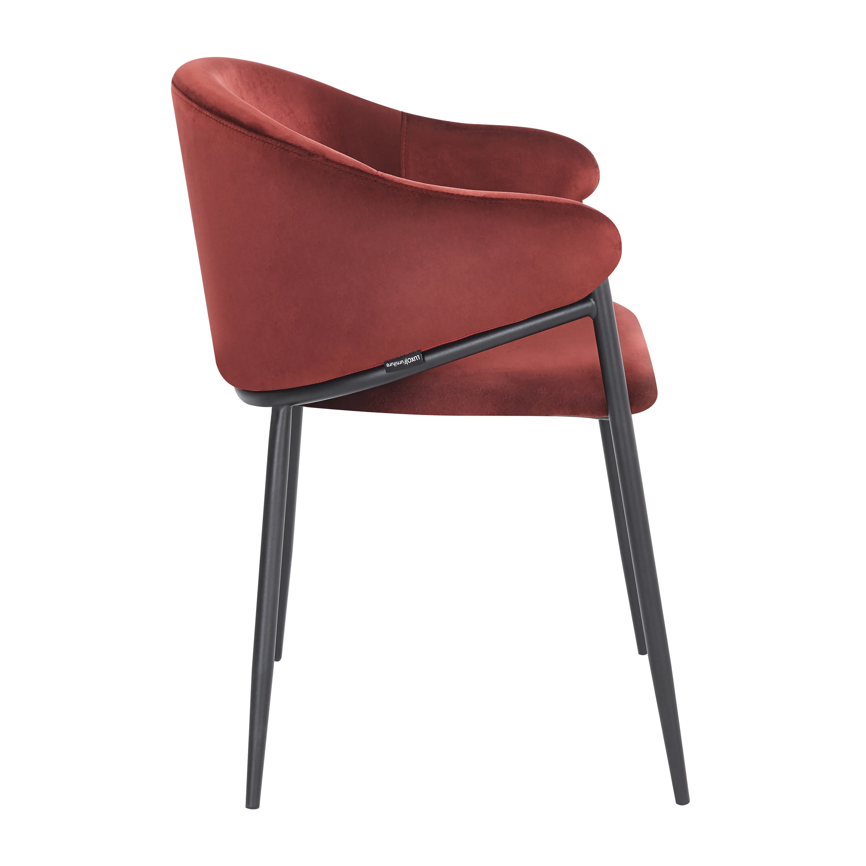 Karin Velvet Dining Chairs Set of 2 in Burgundy Red - Image 9
