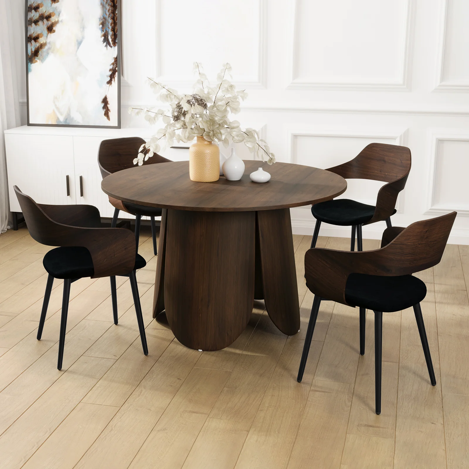 Kaylani & Winfield 4 Seater Dining Set in Walnut - Image 2
