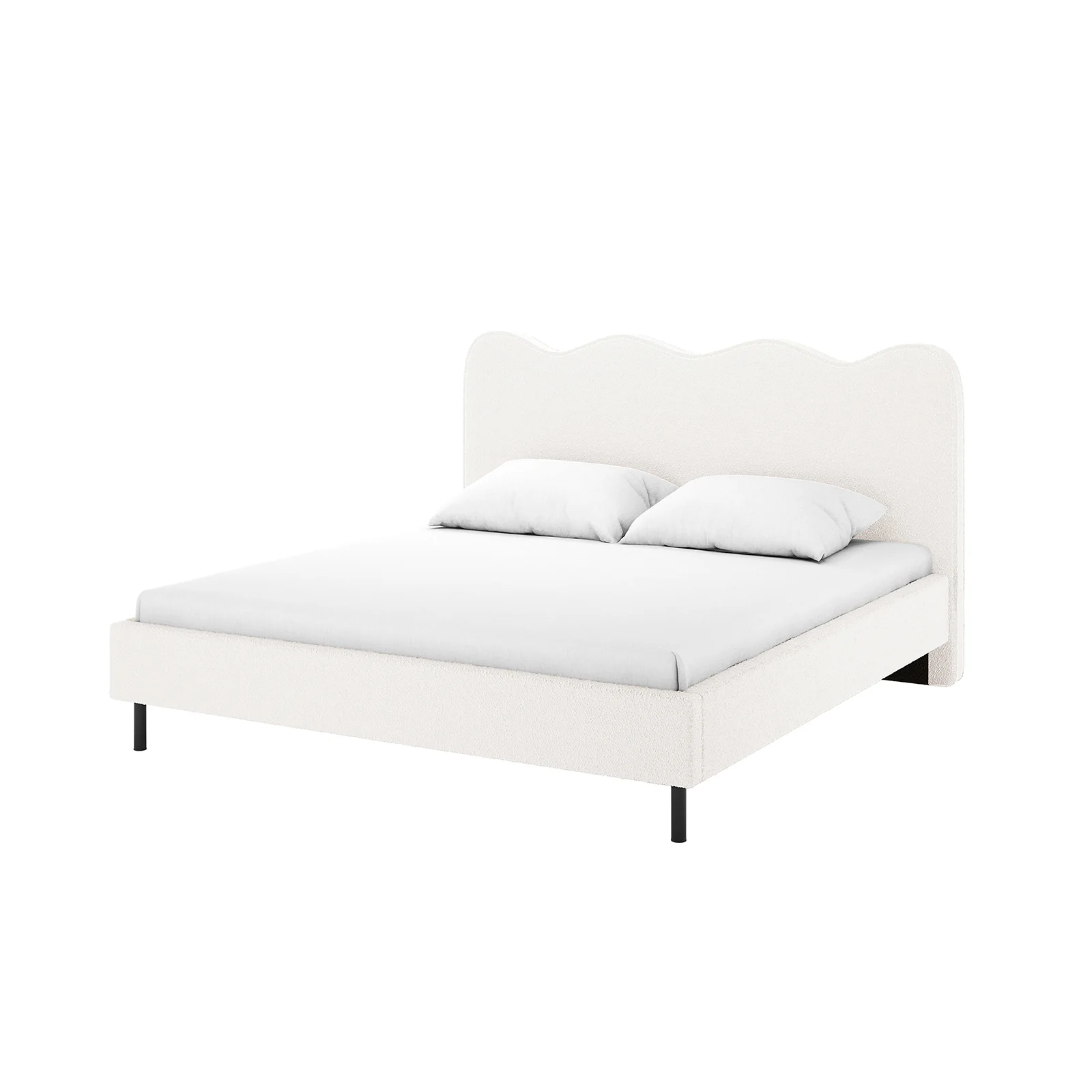 Kaylie Double Boucle Fabric Bed Frame in Cream White