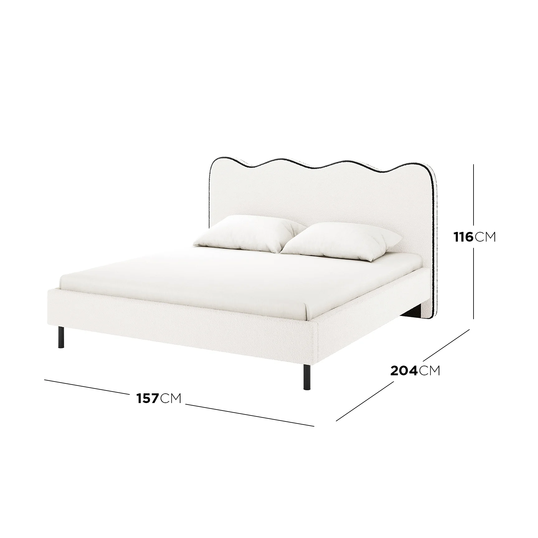 Kaylie Double Boucle Fabric Bed Frame in White & Black - Image 3