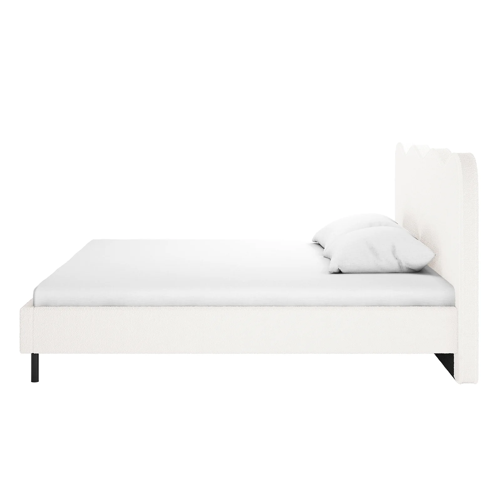 Kaylie King Boucle Fabric Bed Frame in Cream White - Image 5
