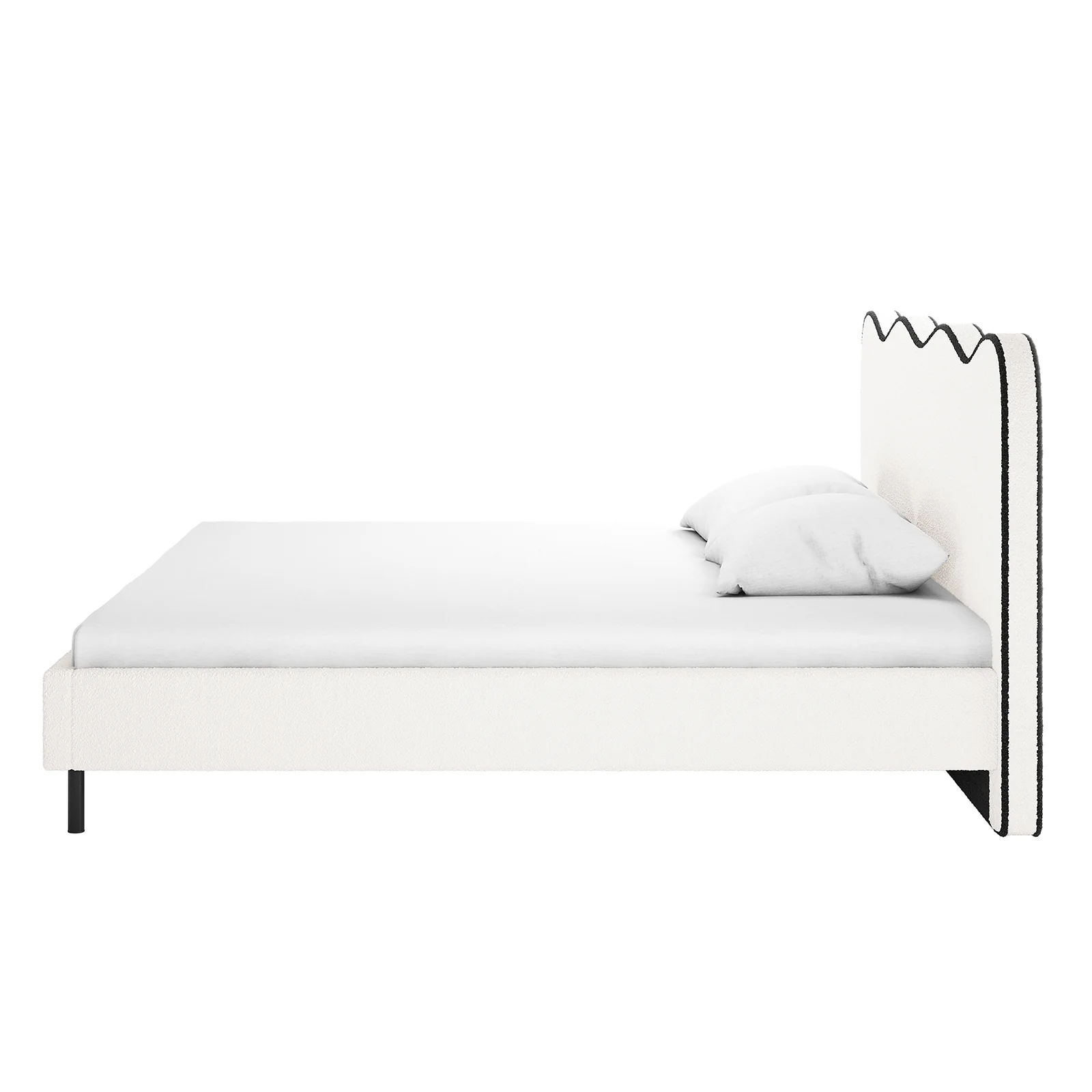 Kaylie King Boucle Fabric Bed Frame in White & Black - Image 4