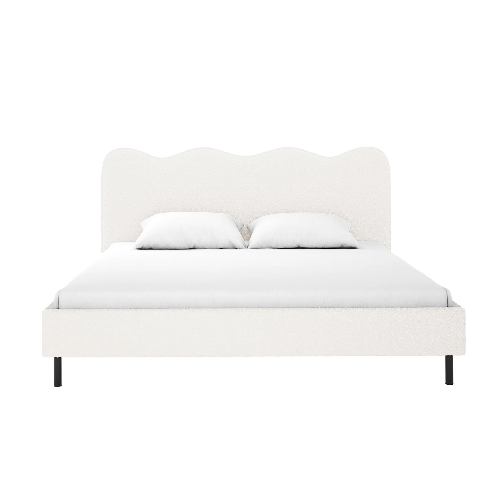 Kaylie Queen Boucle Fabric Bed Frame in Cream White - Image 4