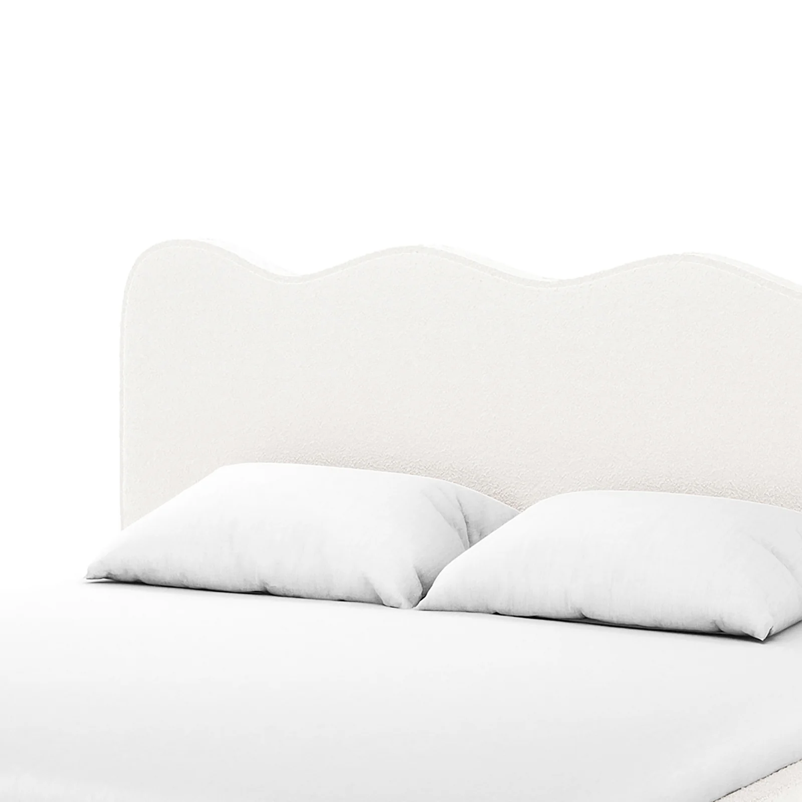 Kaylie Queen Boucle Fabric Bed Frame in Cream White - Image 6
