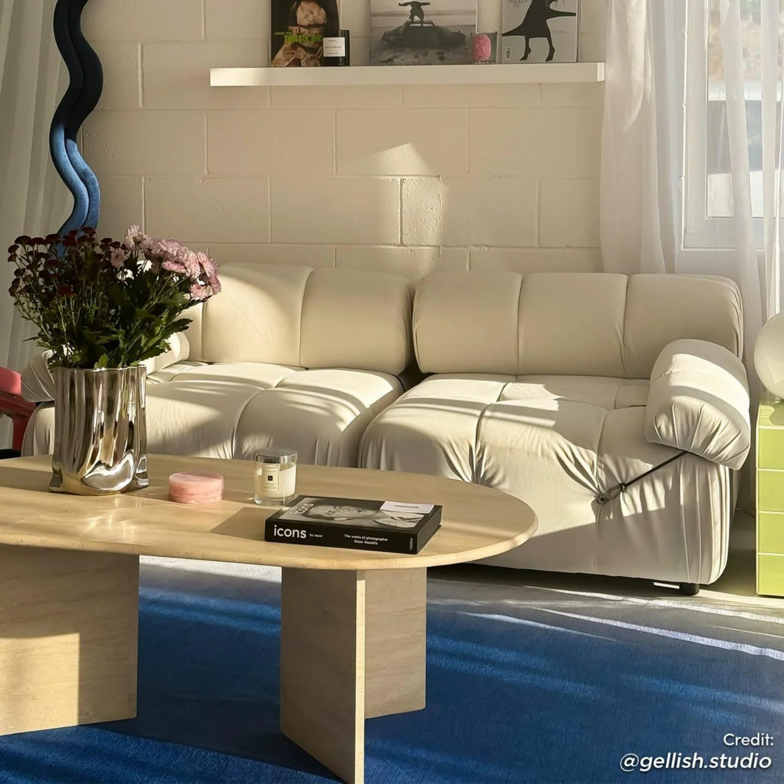 Keila 2 Seater Modular Tufted Sofa Set in Cream Velvet - Image 5