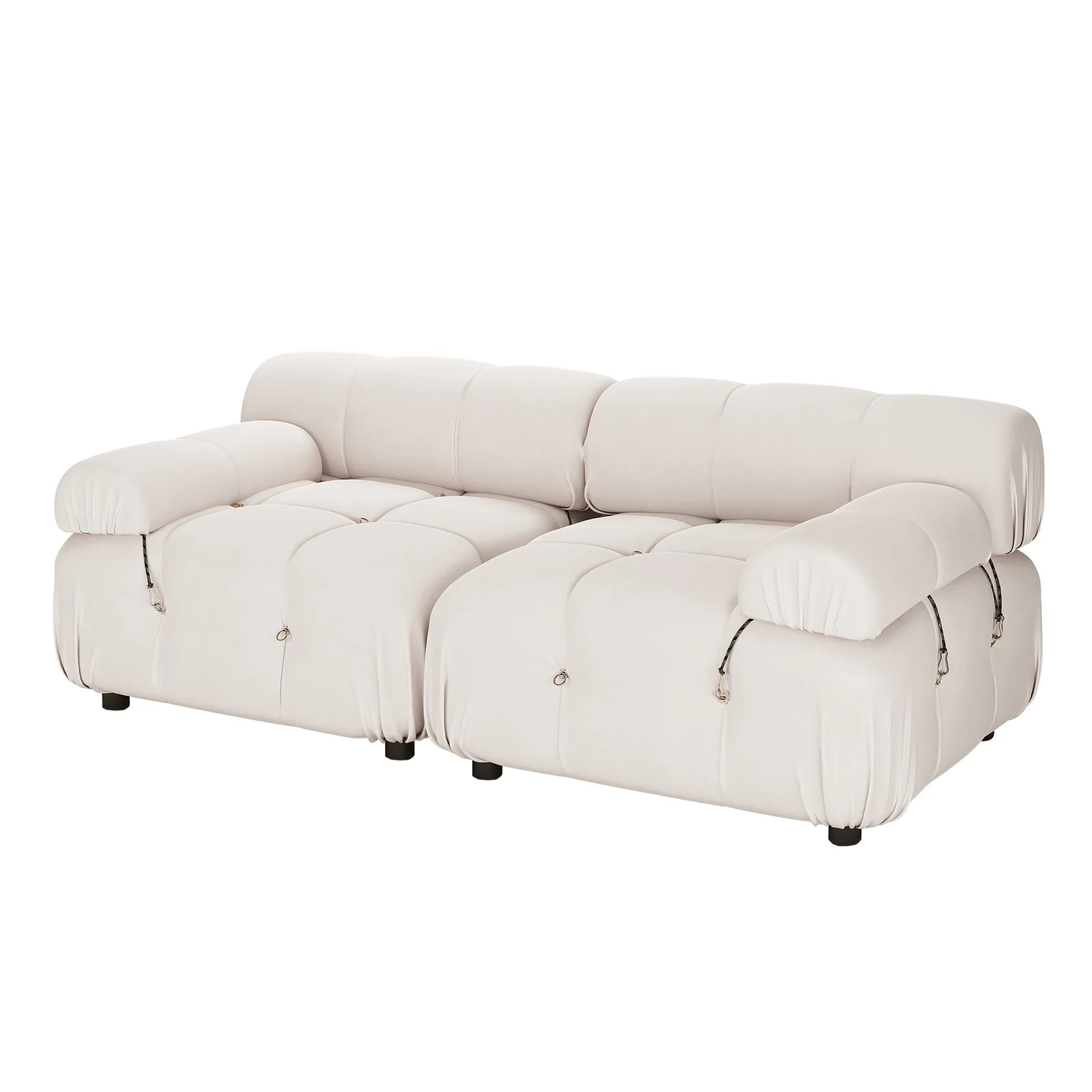 Keila 2 Seater Modular Tufted Sofa Set in Cream Velvet - Image 7