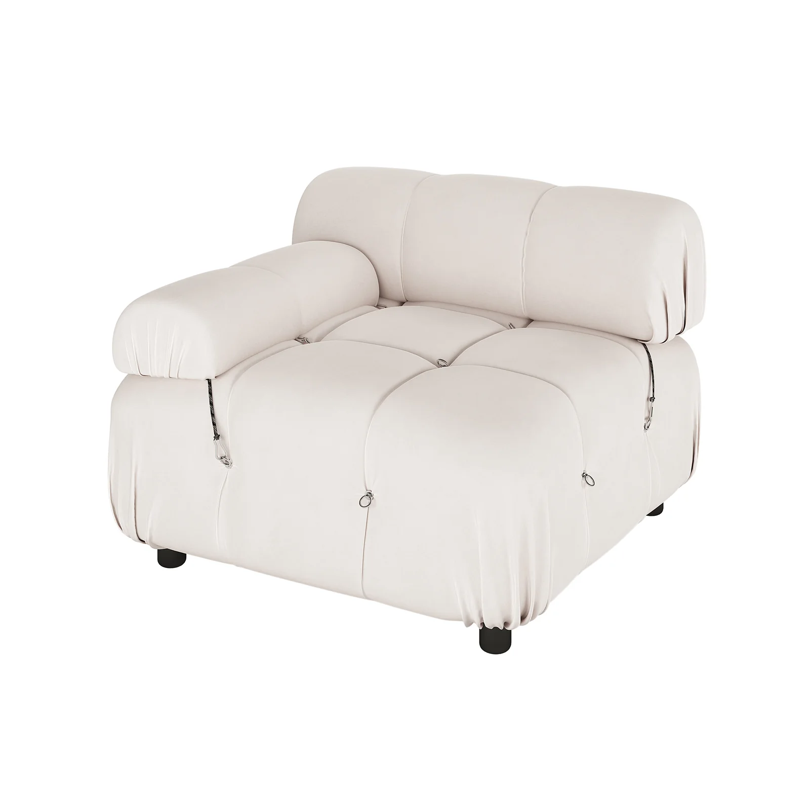 Keila 2 Seater Modular Tufted Sofa Set in Cream Velvet - Image 8
