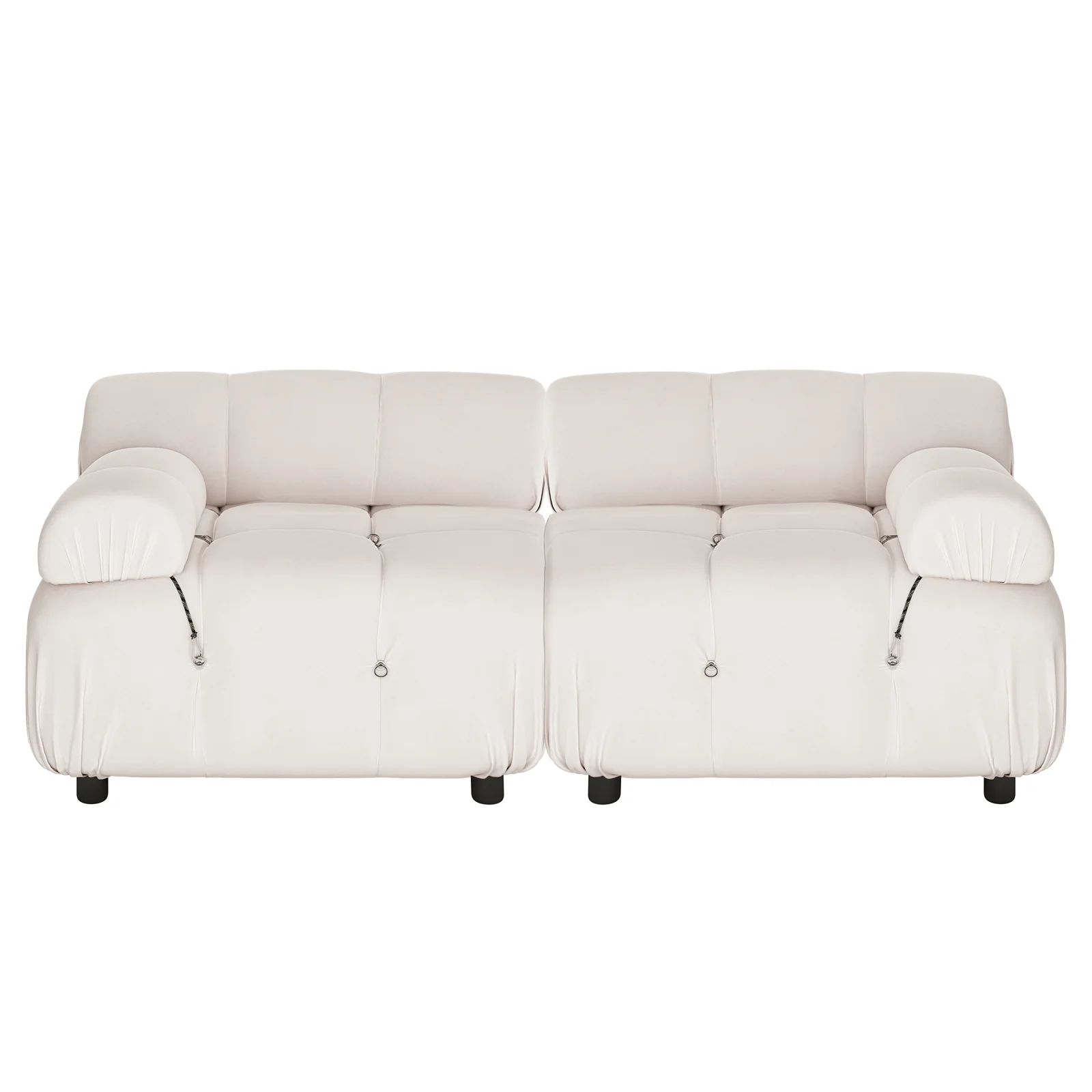 Keila 2 Seater Sofa & Side Table Package in Cream Velvet - Image 5