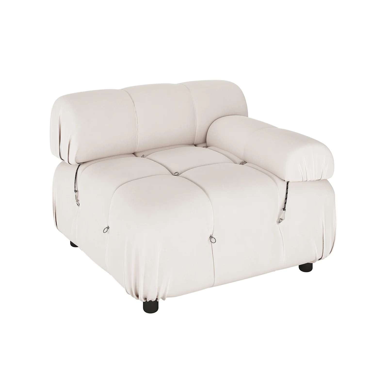 Keila 3 Seater Modular Tufted Sofa with Ottoman in Cream - Image 10