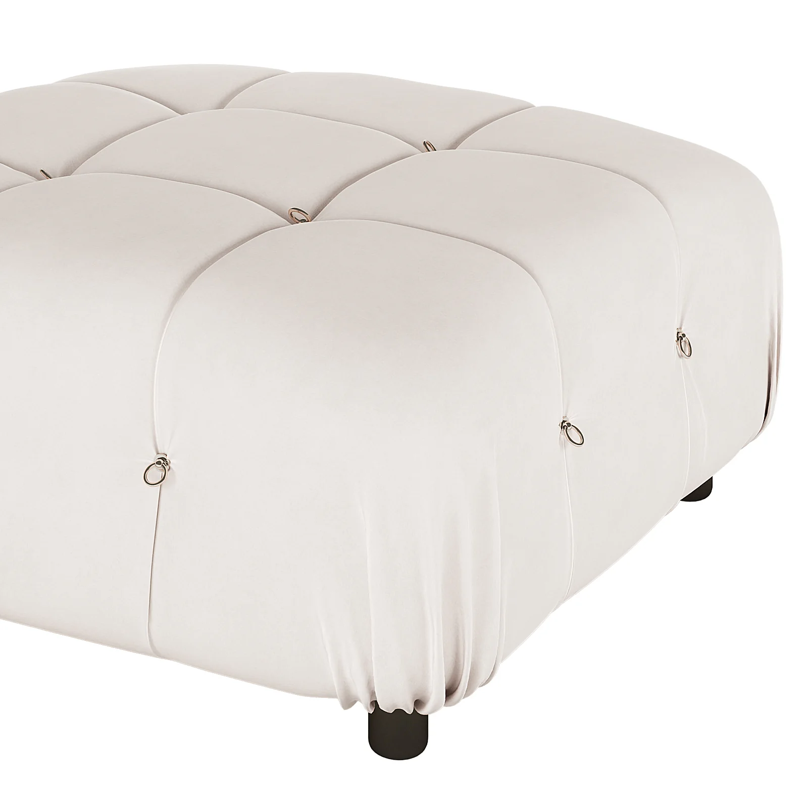 Keila 3 Seater Modular Tufted Sofa with Ottoman in Cream - Image 13