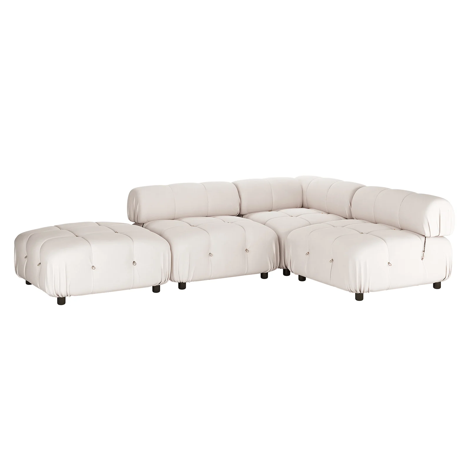 Keila 4 Seater Modular Chaise Sofa Set in Cream Velvet