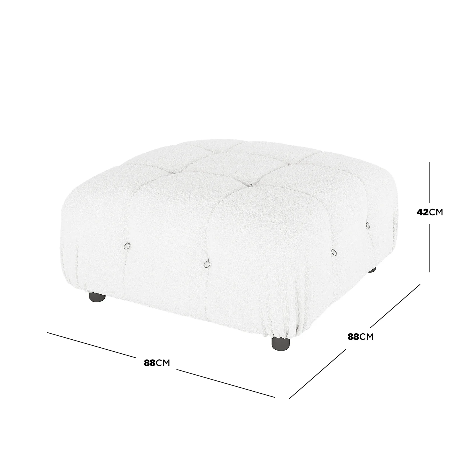 Keila Modular Tufted Boucle Ottoman in Cream White - Image 3