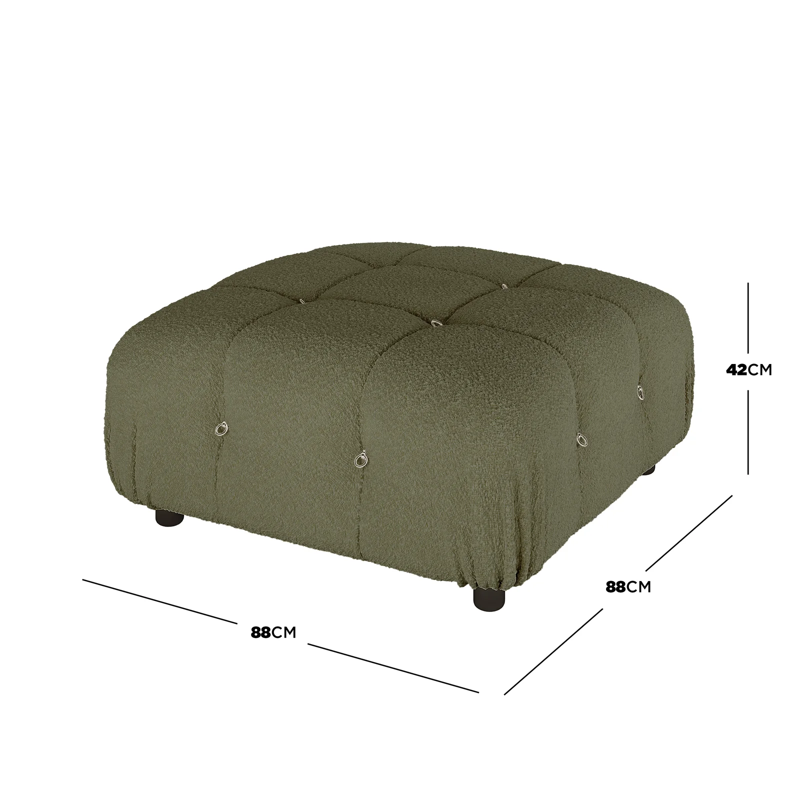 Keila Modular Tufted Boucle Ottoman in Green - Image 3