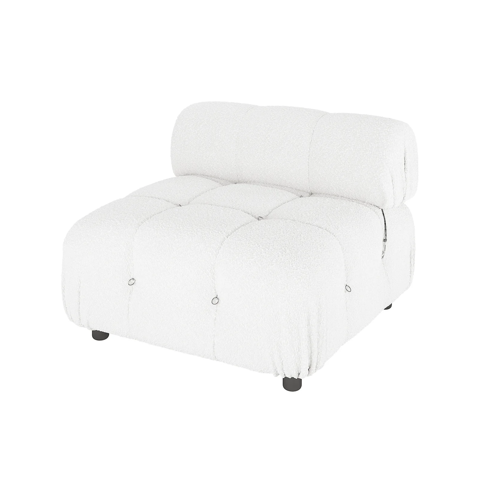 Keila Modular Tufted Boucle Single Sofa in Cream White
