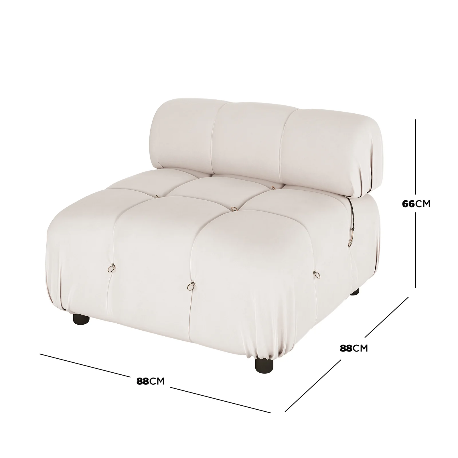 Keila Modular Tufted Single Sofa in Cream Velvet - Image 3