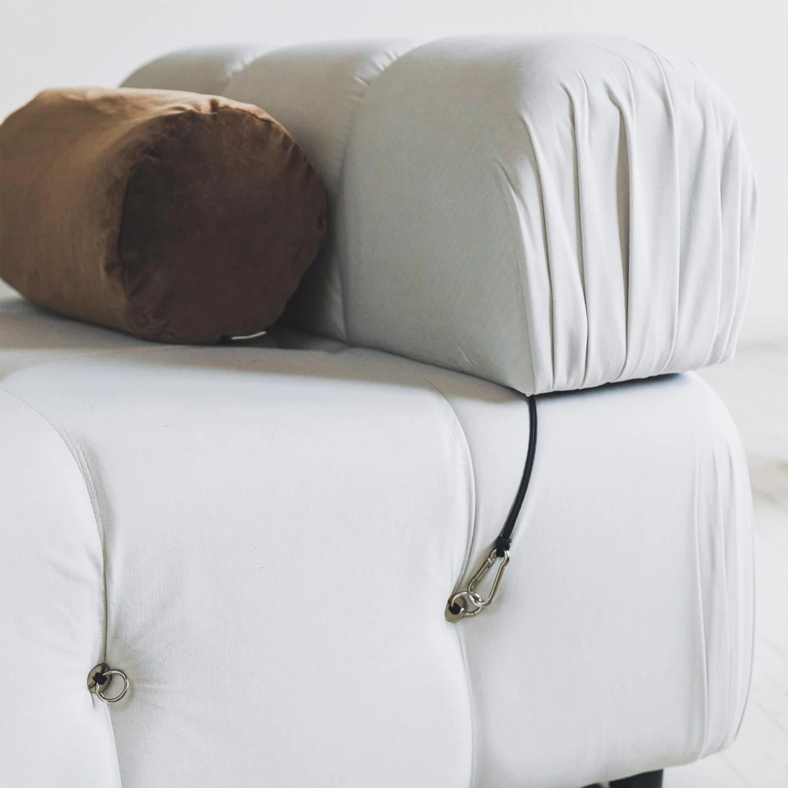Keila Modular Tufted Single Sofa in Cream Velvet - Image 4