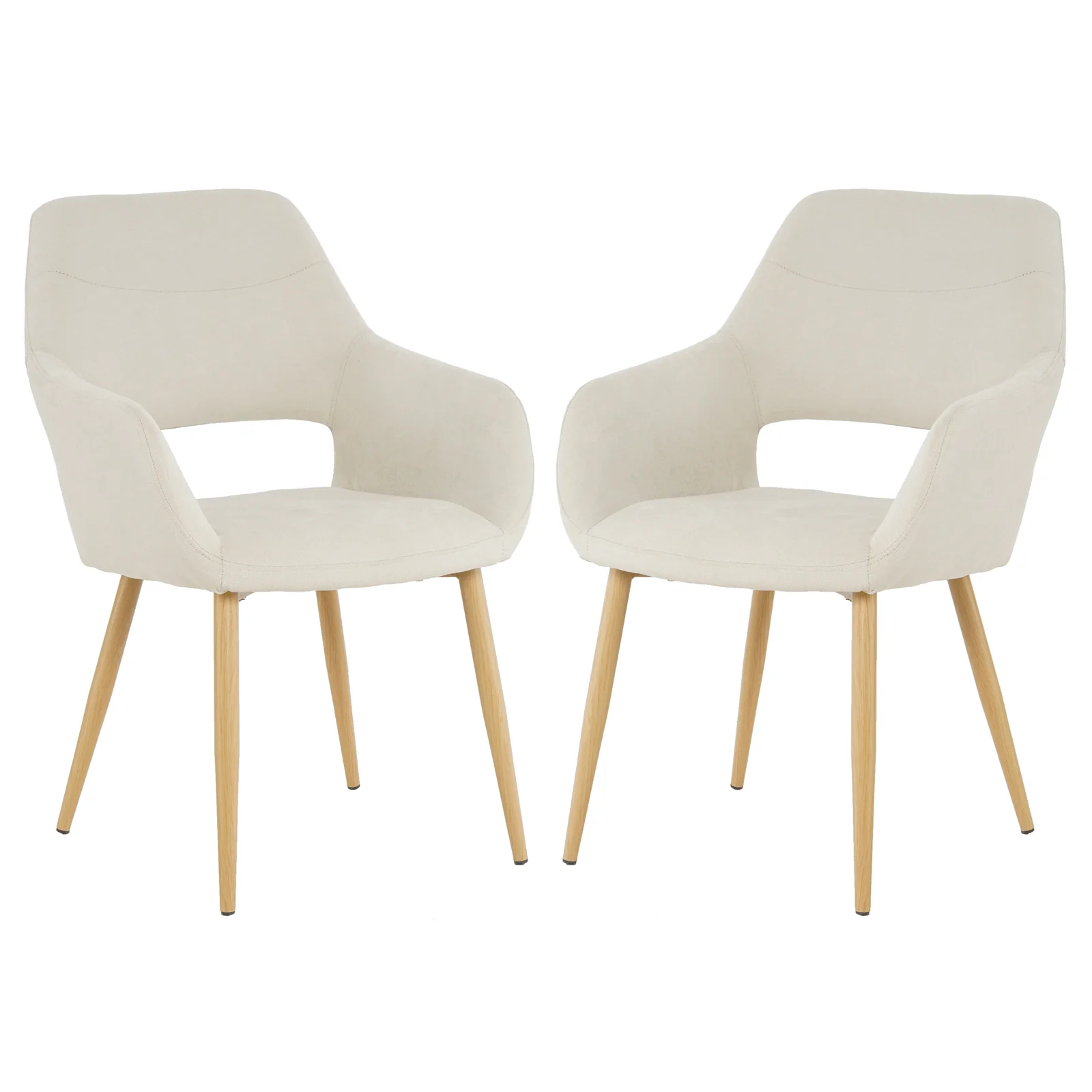Keith Fabric Dining Chair Set of 2 in Light Beige
