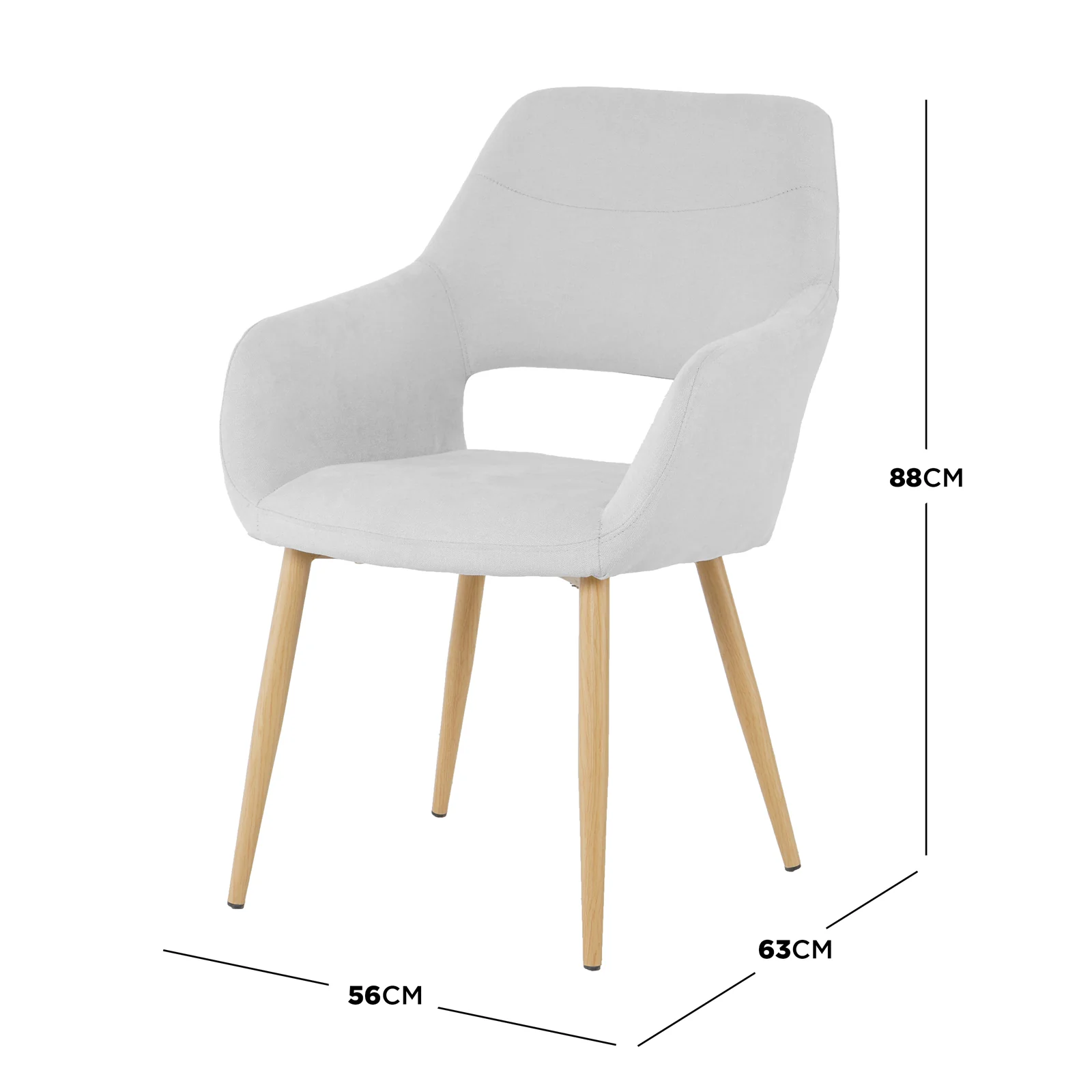Keith Fabric Dining Chair Set of 2 in Light Grey - Image 3