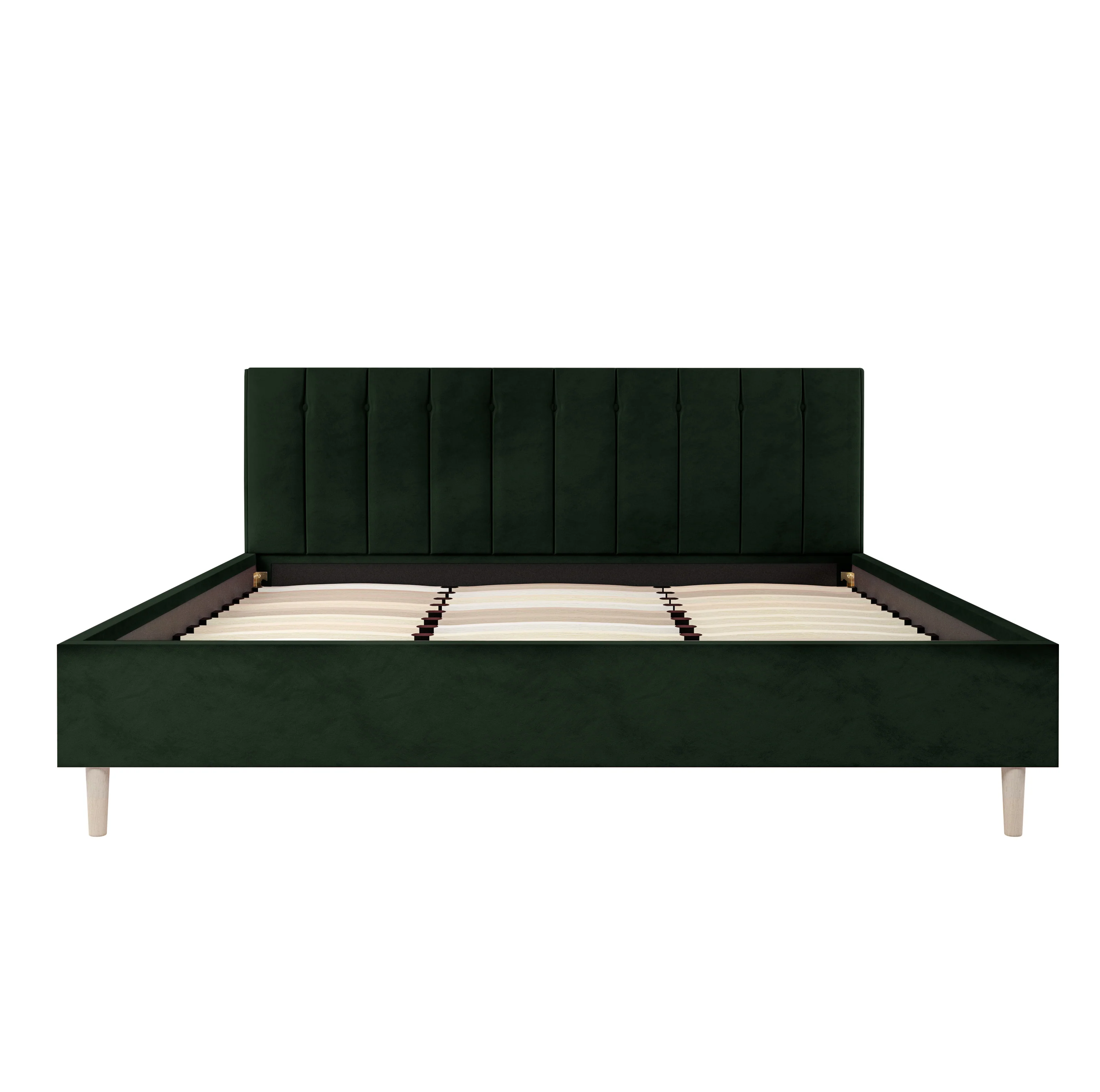 Kelly King Velvet Fabric Bed Frame in Dark Forest Green - Image 5