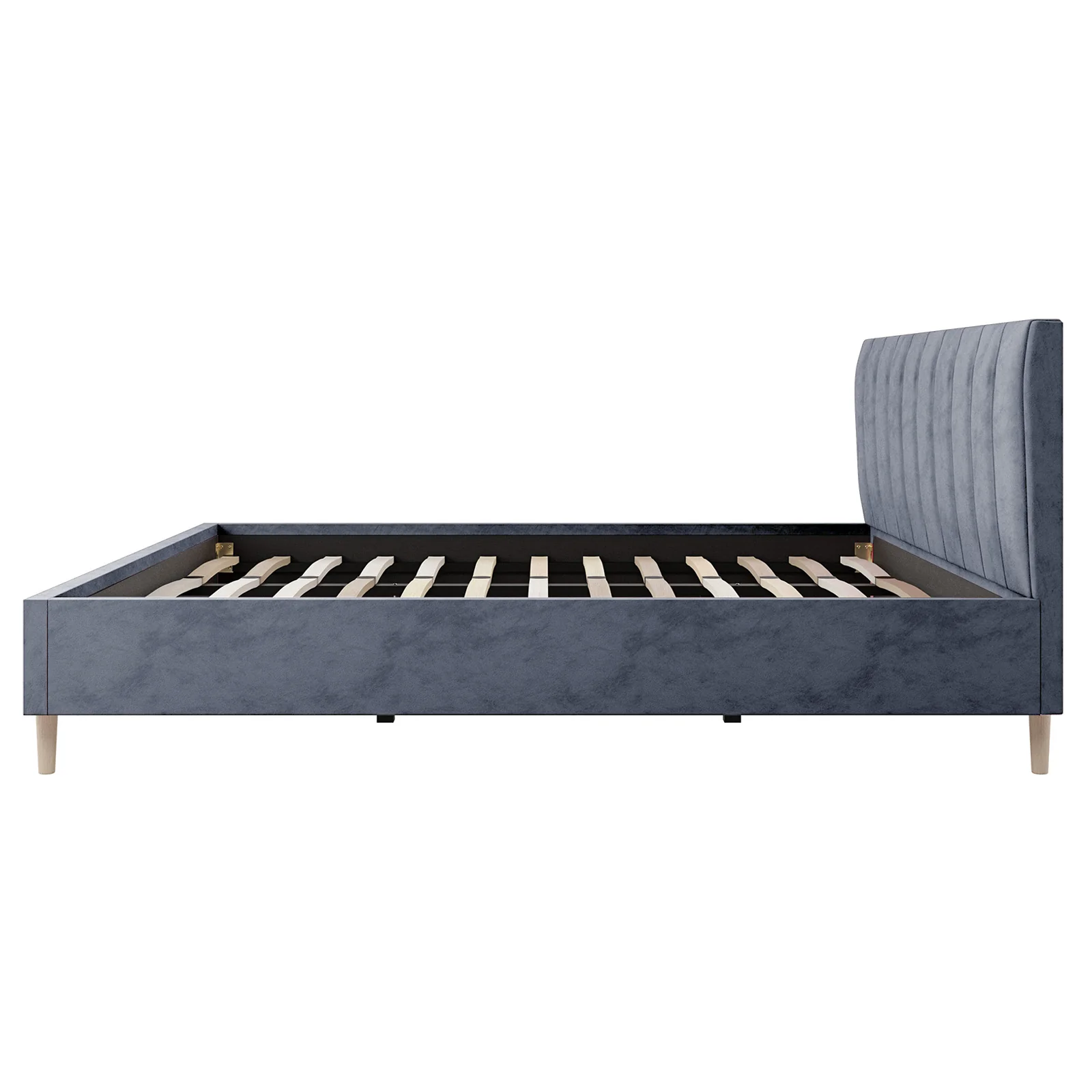 Kelly King Velvet Fabric Bed Frame in Grey - Image 6