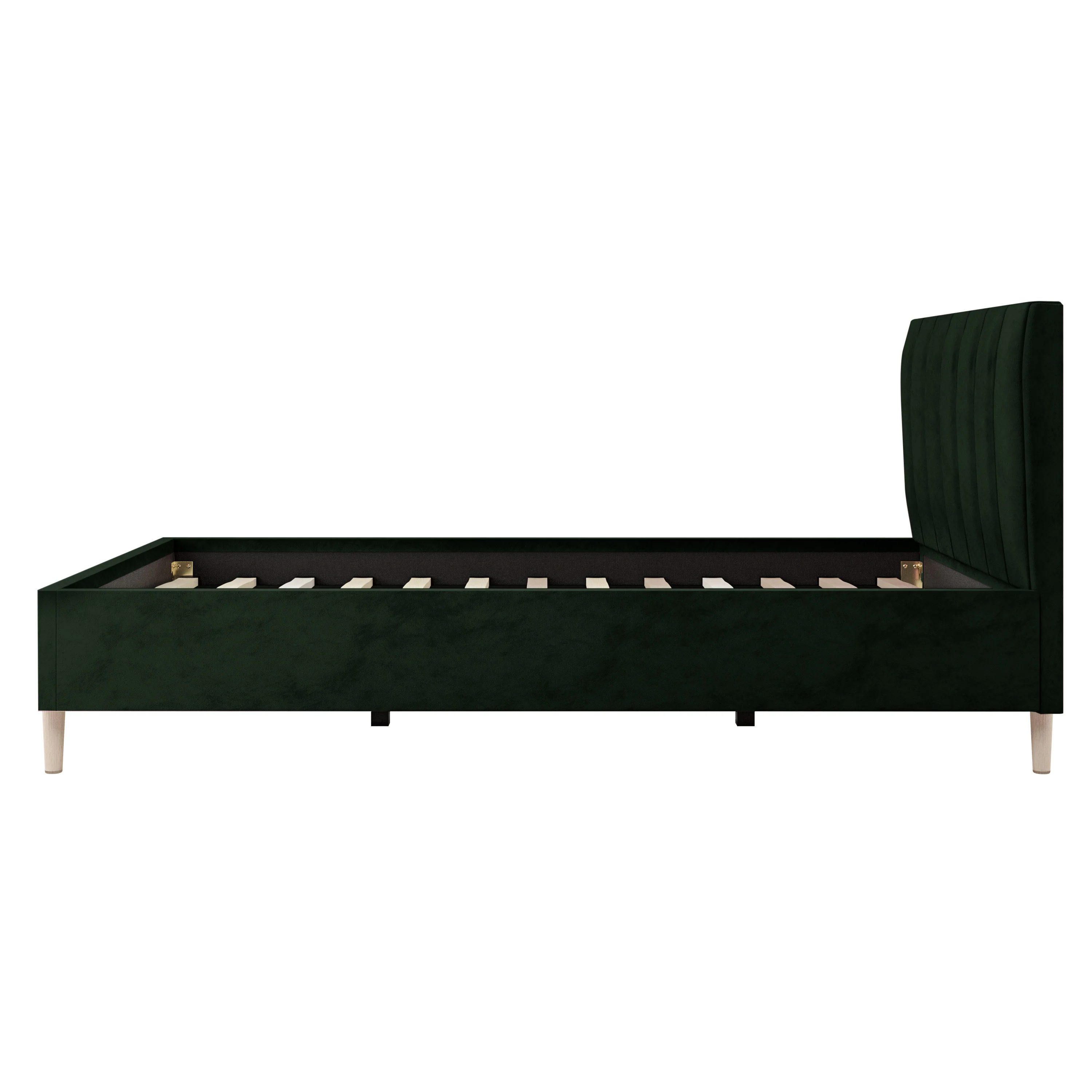 Kelly Queen Velvet Fabric Bed Frame in Dark Forest Green - Image 5