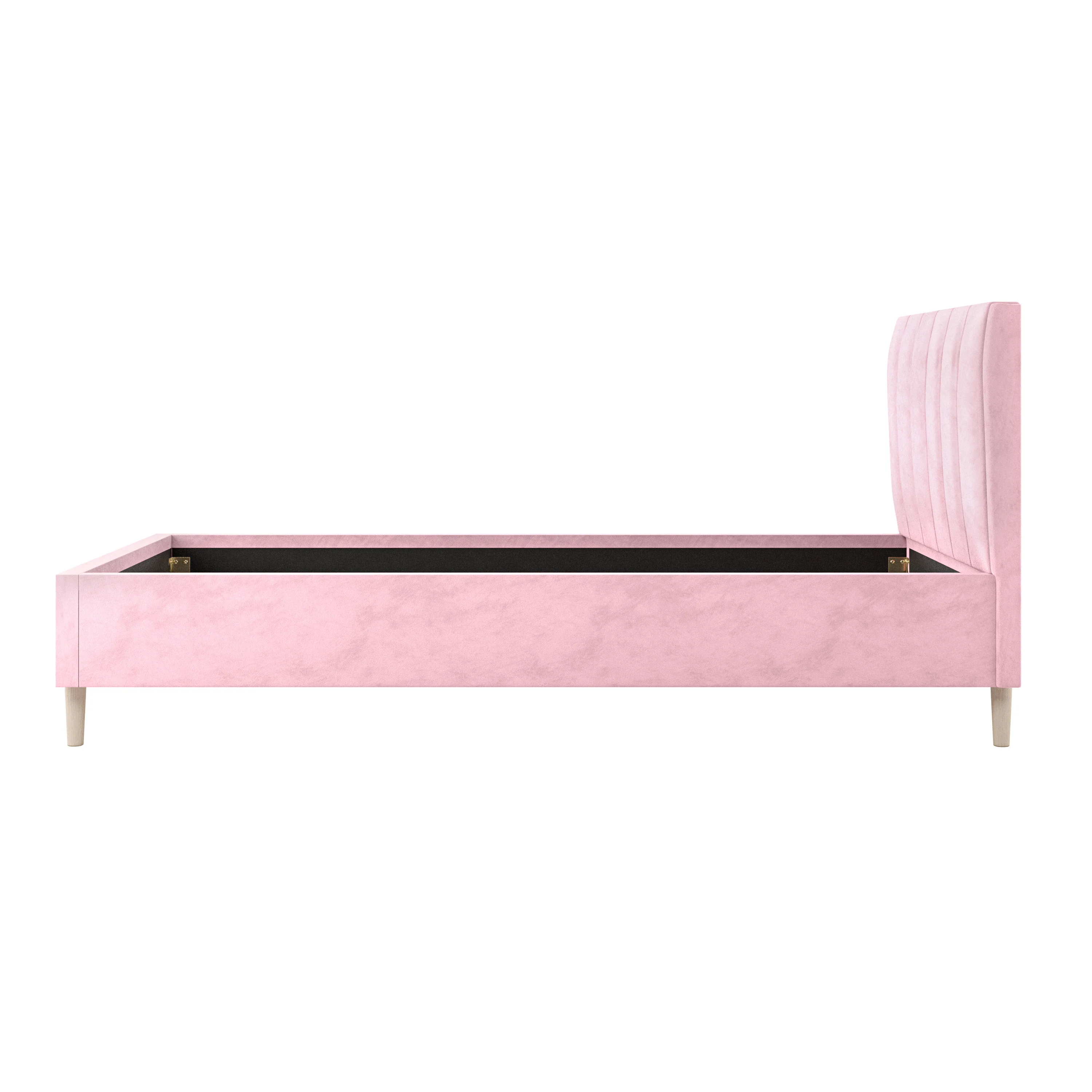 Kelly Single Velvet Fabric Bed Frame in Pink - Image 5