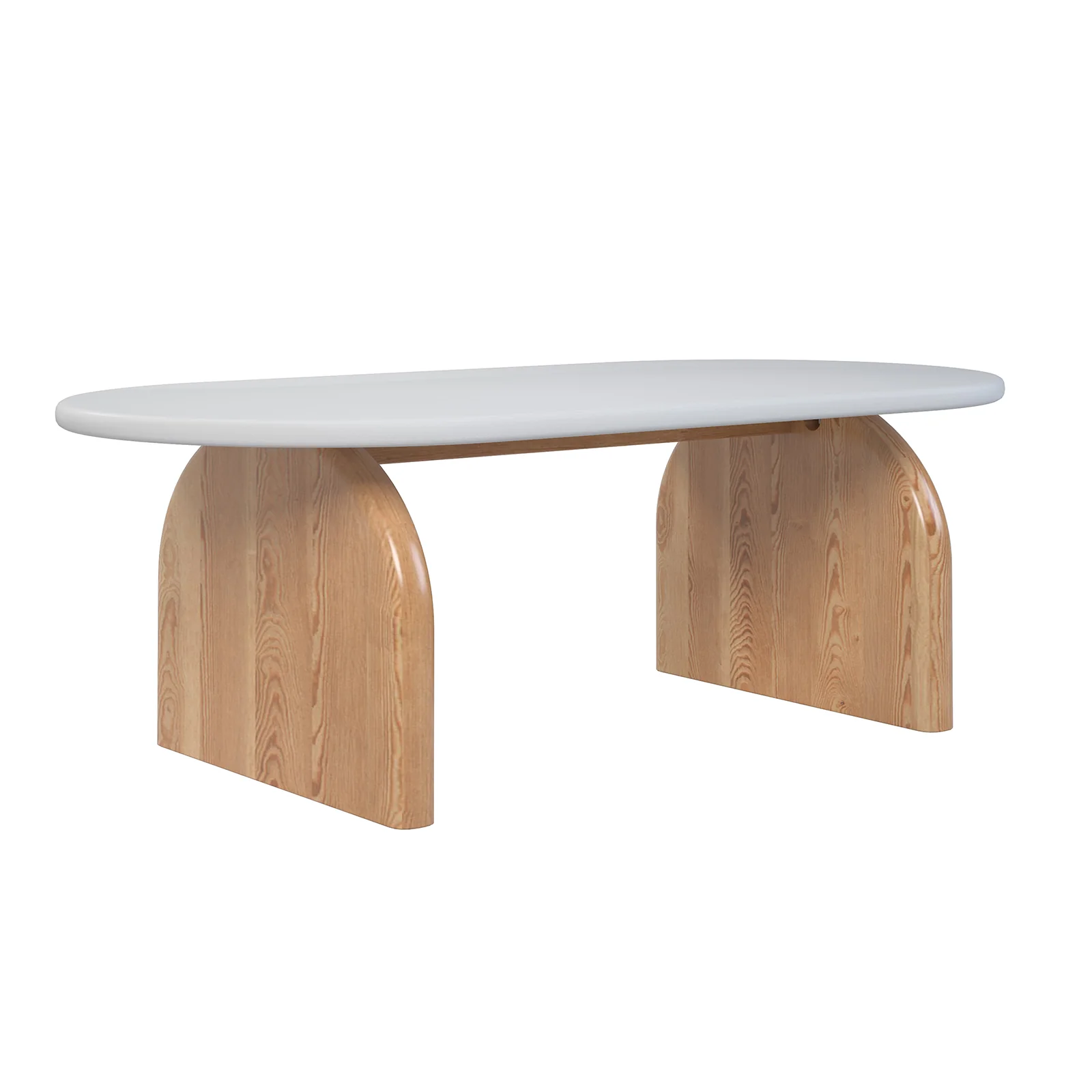 Kerry 120cm Solid Oak Oval Coffee Table in White & Natural - Image 9