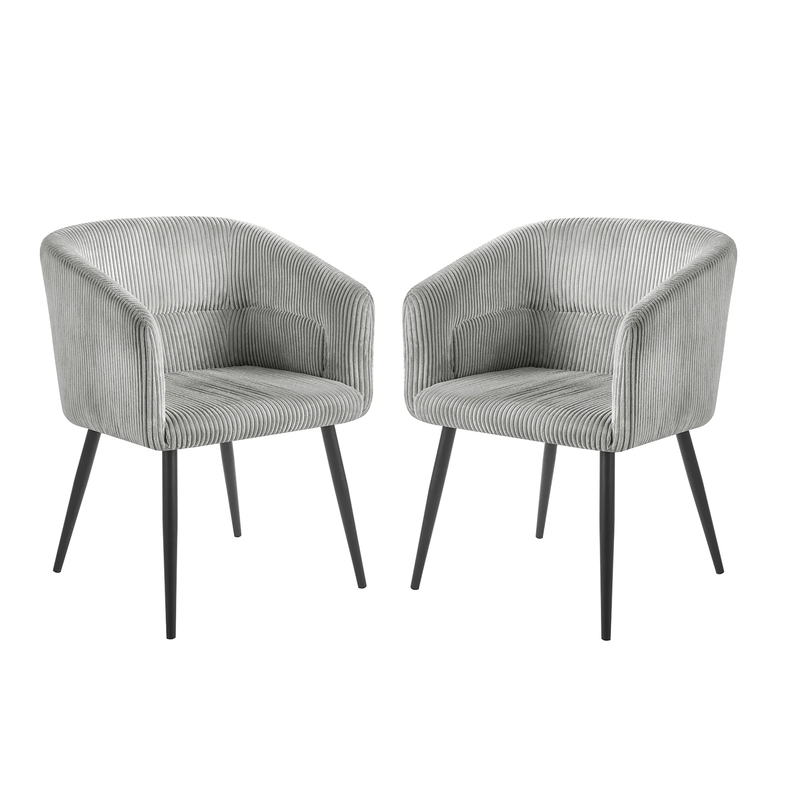 Kirsten Fabric Dining Chair Set of 2 in Warm Light Grey