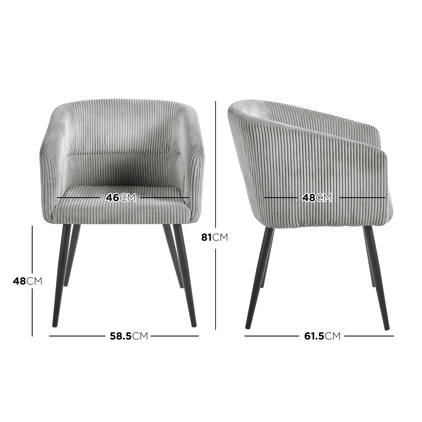 Kirsten Fabric Dining Chair Set of 2 in Warm Light Grey - Image 3
