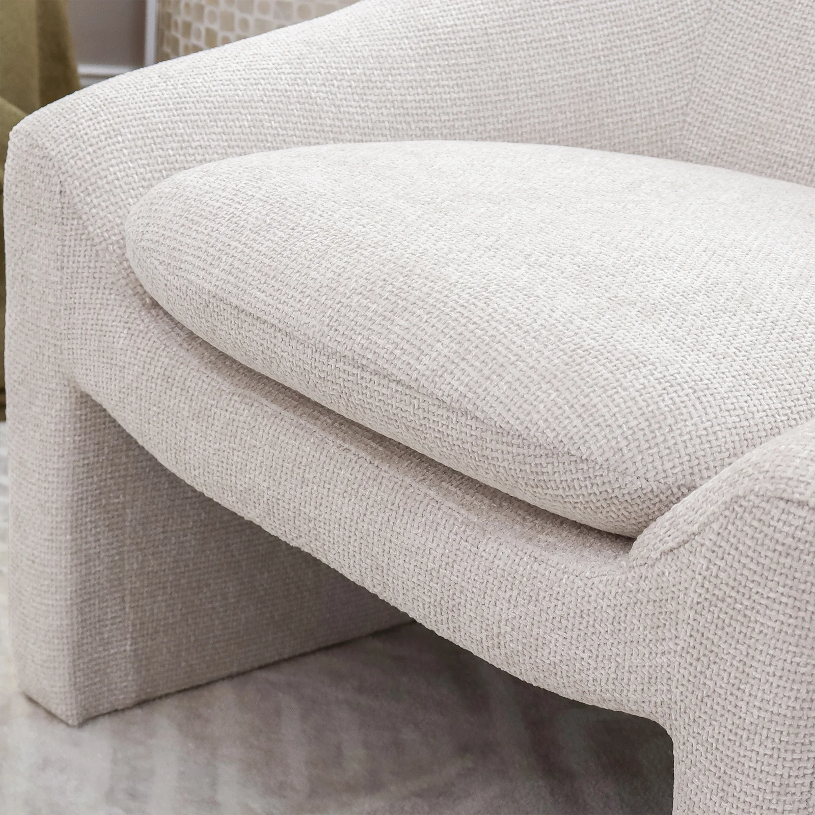 Kotrina Linen Chenille Accent Armchair in Beige - Image 4