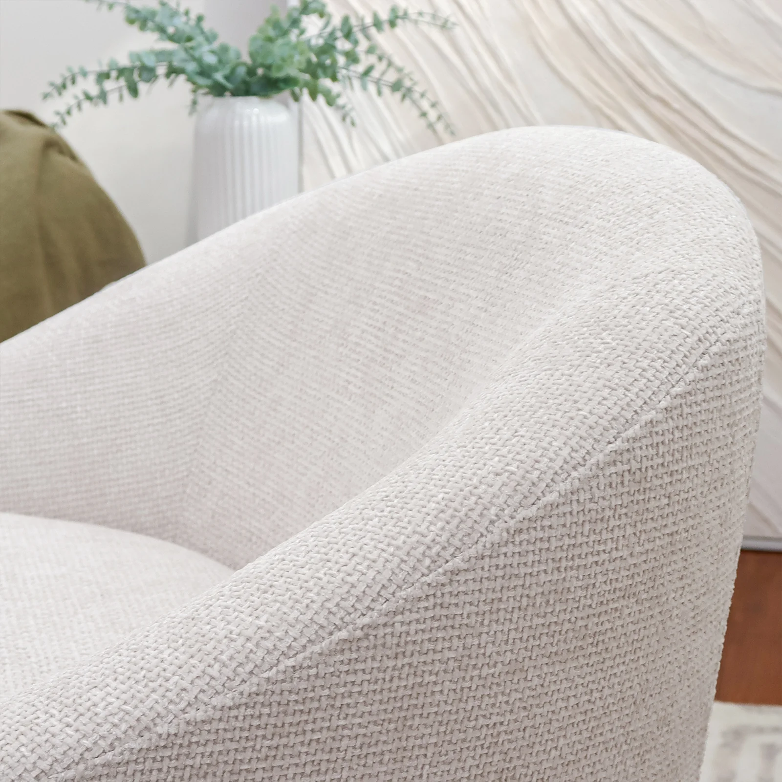 Kotrina Linen Chenille Accent Armchair in Beige - Image 5