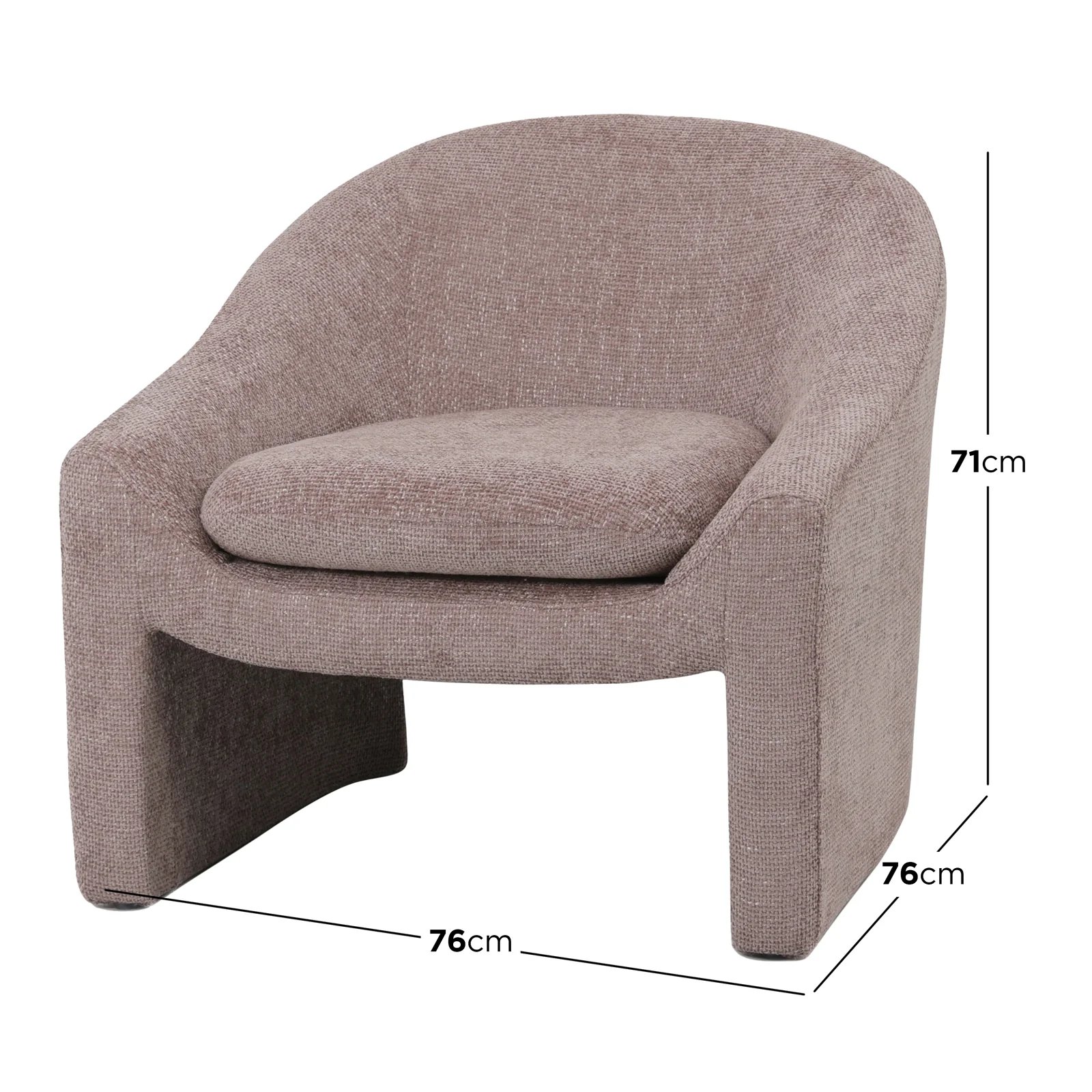 Kotrina Linen Chenille Accent Armchair in Light Pink - Image 3
