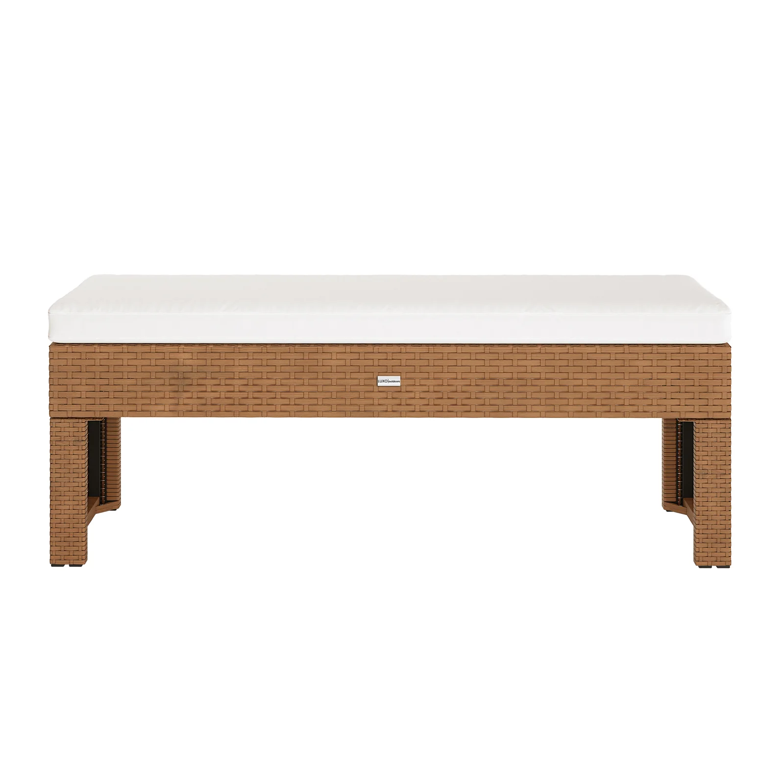Kummi 4 Seater Outdoor Dining Bench Set in Black & Cream White - Image 6