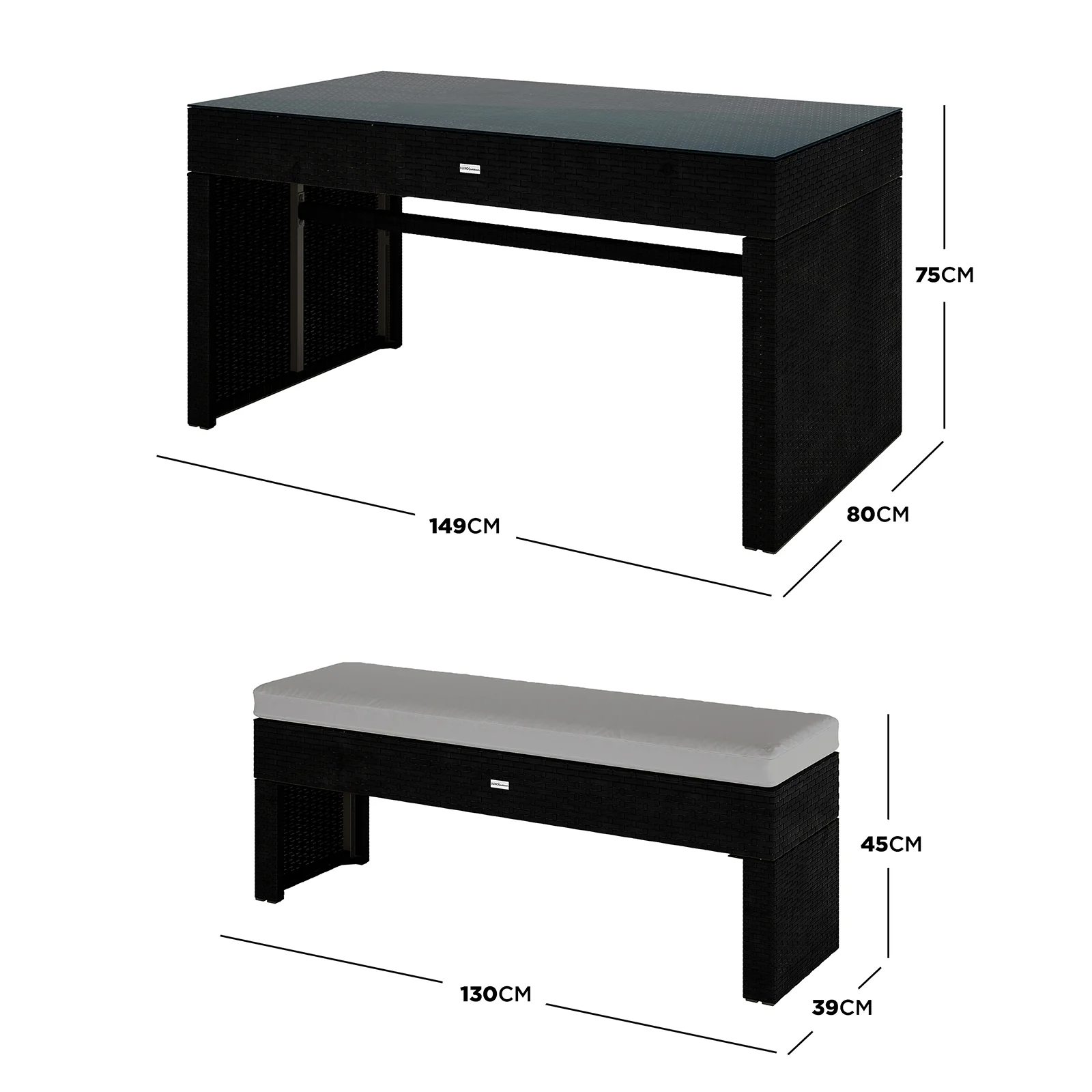 Kummi 4 Seater Outdoor Dining Bench Set in Natural & Warm Grey - Image 3