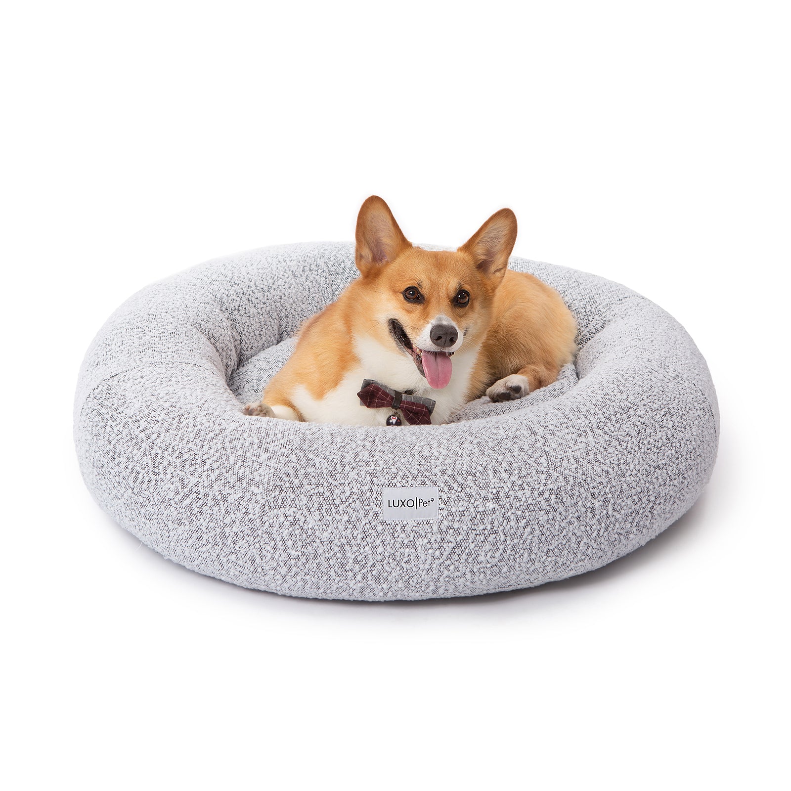 Kyra Large Boucle Pet Bed in White Black - Image 3