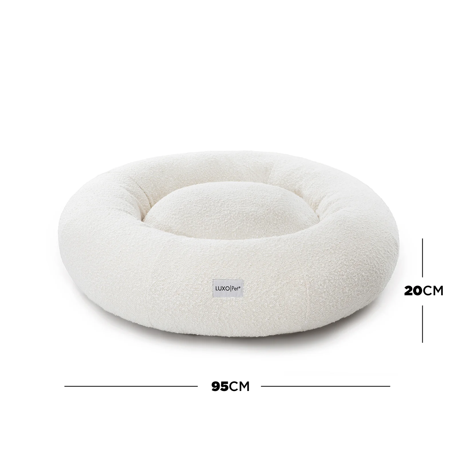 Kyra Large Boucle Plush Pet Bed in Light Beige - Image 8