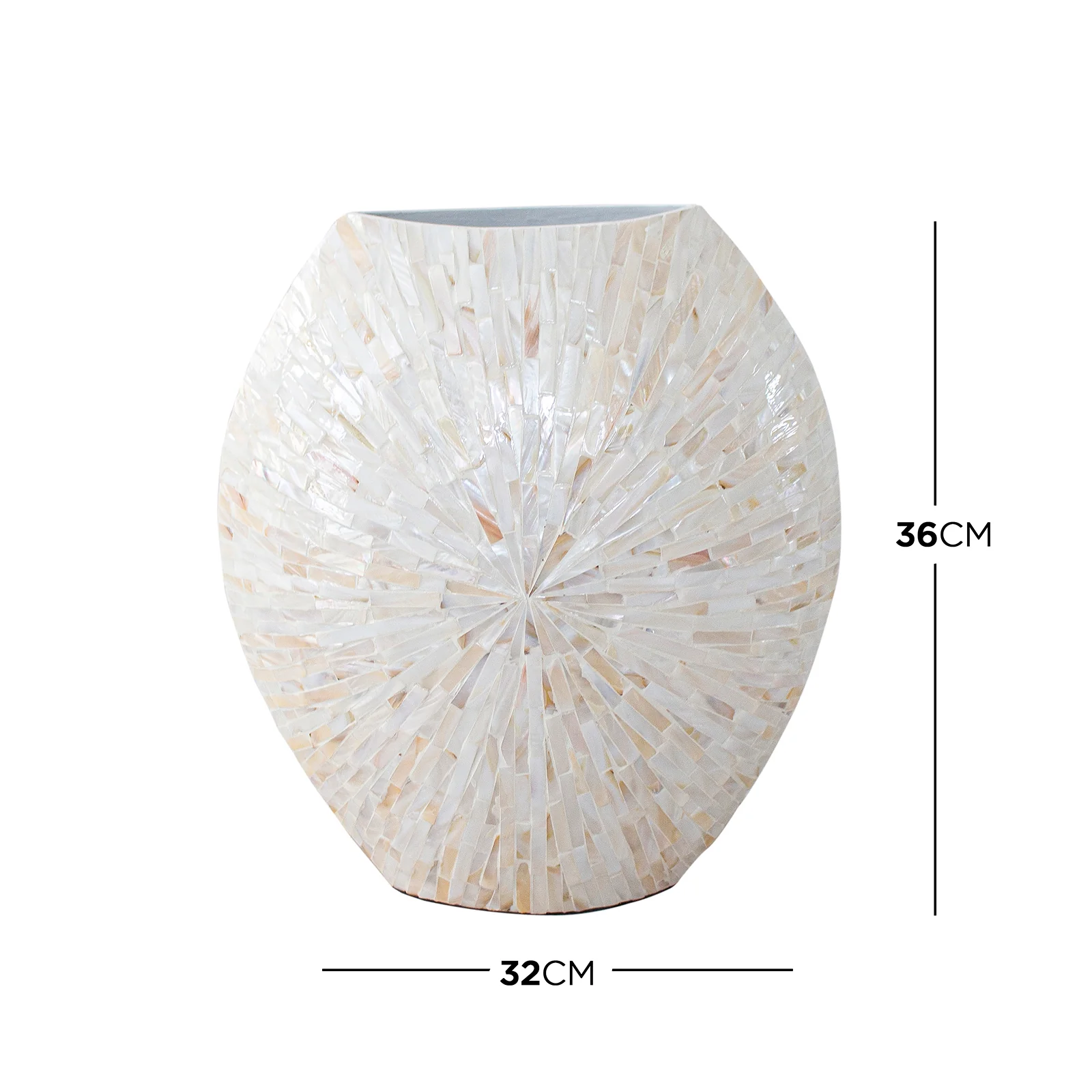 Laila 36cm Mother of Pearl Inlay Vase in Cream Beige - Image 3