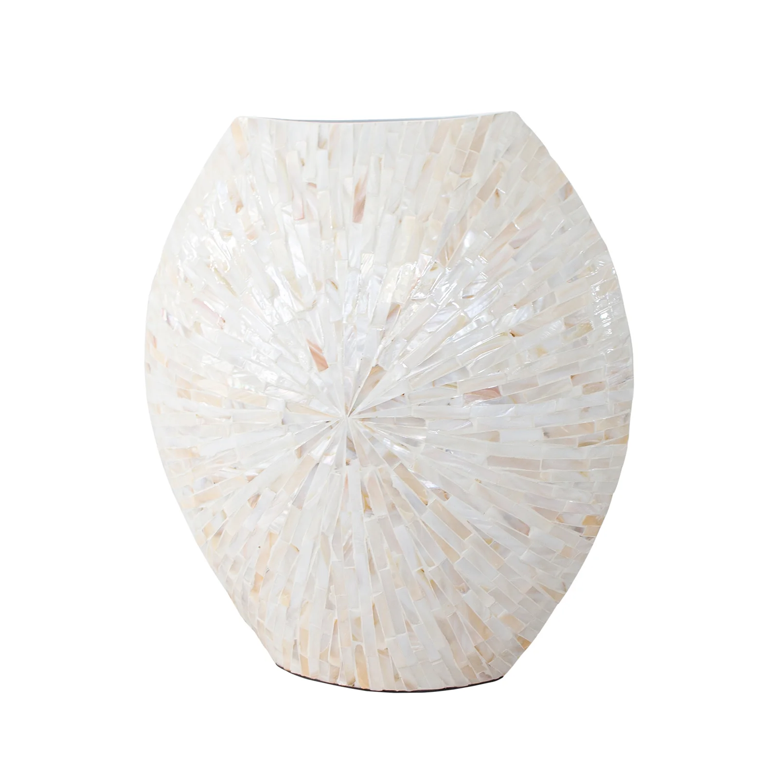 Laila 36cm Mother of Pearl Inlay Vase in Cream Beige - Image 4