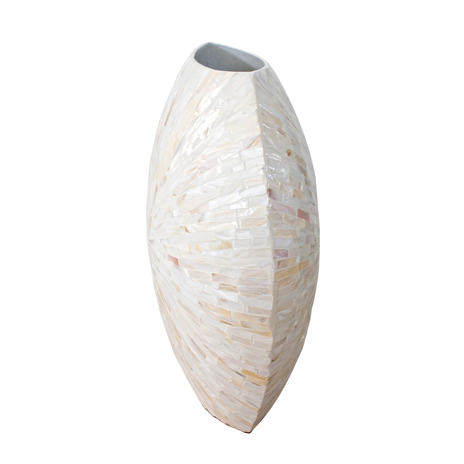 Laila 36cm Mother of Pearl Inlay Vase in Cream Beige - Image 5