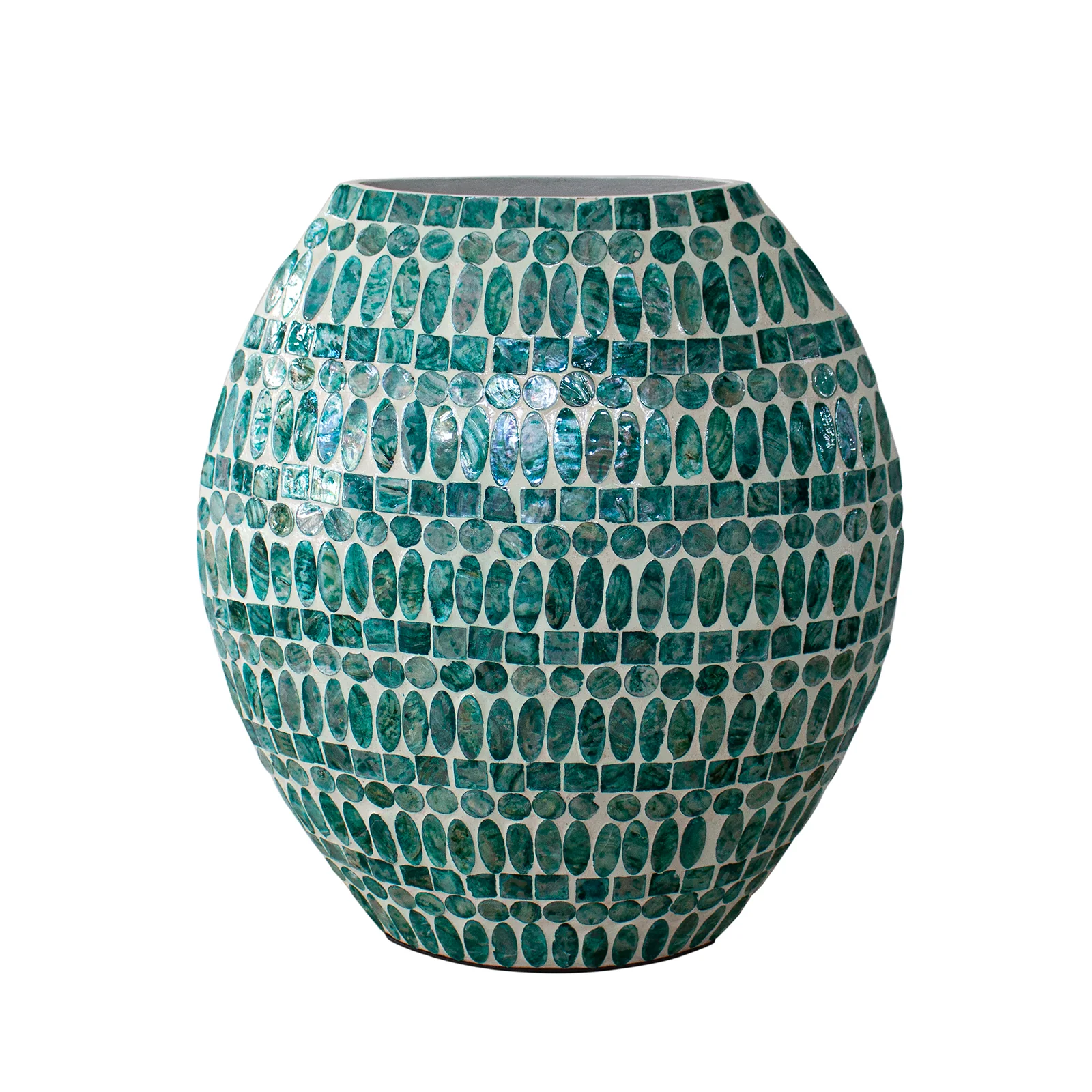 Laila 36cm Mother of Pearl Inlay Vase in Jade Green