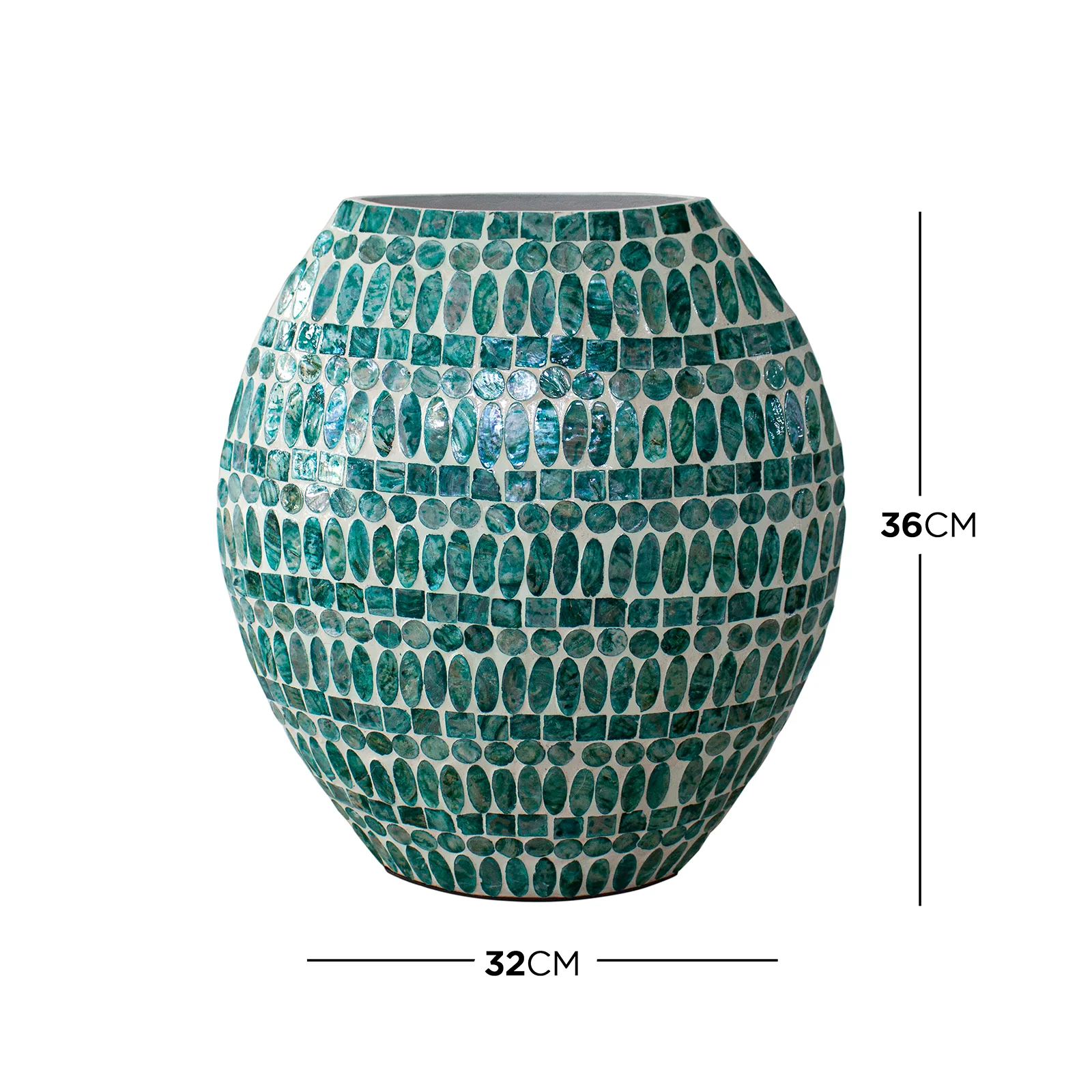 Laila 36cm Mother of Pearl Inlay Vase in Jade Green - Image 3