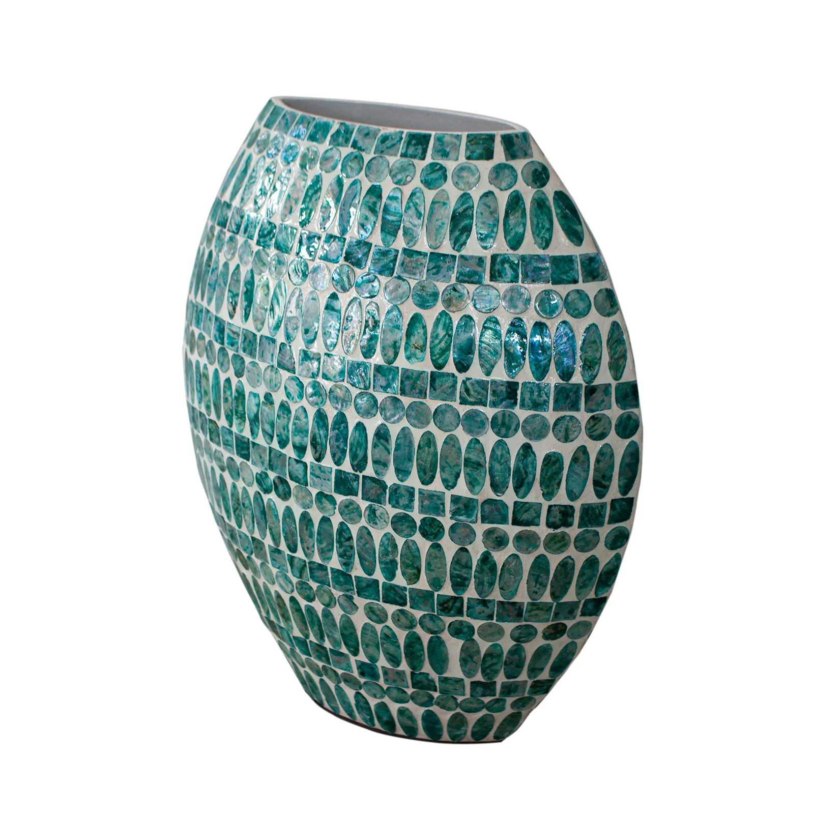 Laila 36cm Mother of Pearl Inlay Vase in Jade Green - Image 4