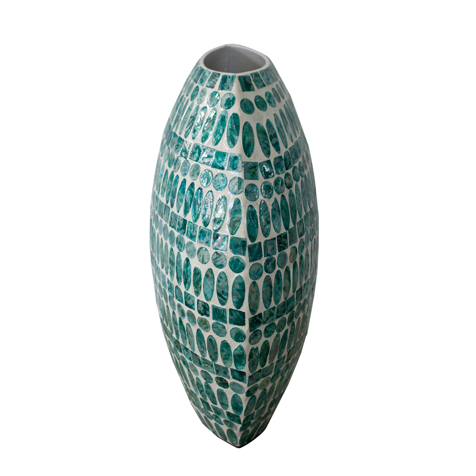 Laila 36cm Mother of Pearl Inlay Vase in Jade Green - Image 5