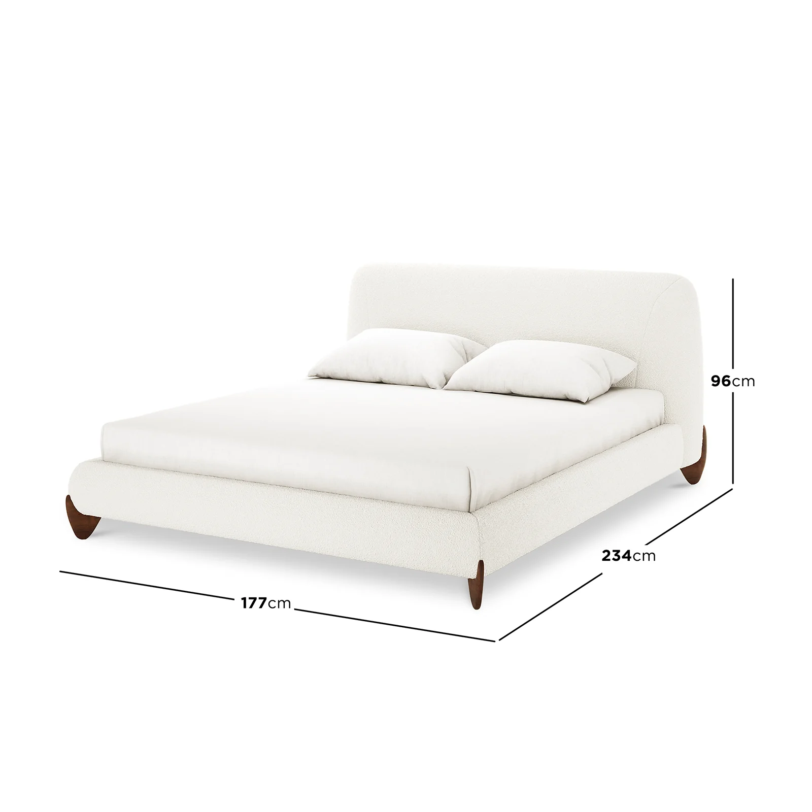 Laryn Queen Plush Boucle Cloud Bed Frame in Cream White - Image 3