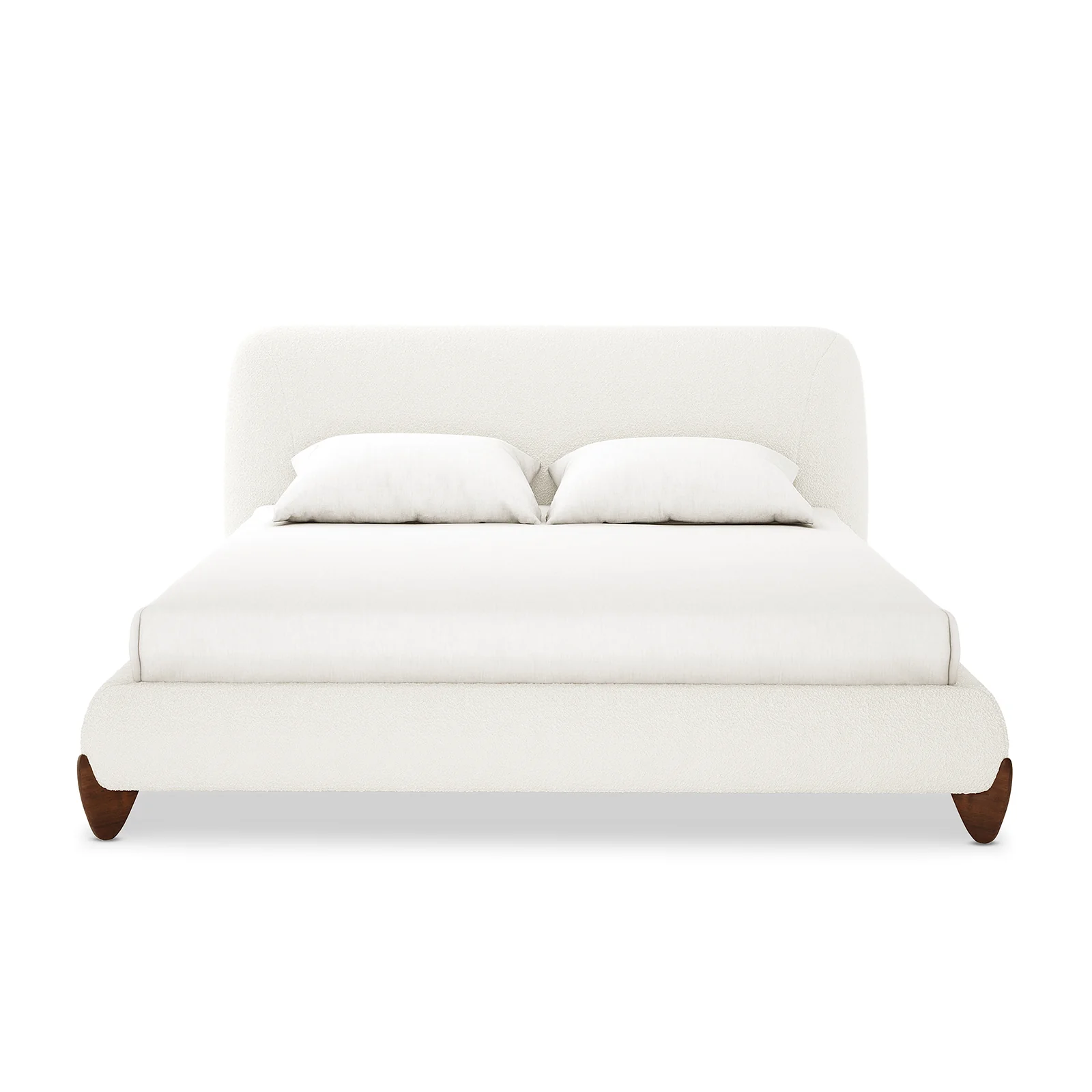 Laryn Queen Plush Boucle Cloud Bed Frame in Cream White - Image 4
