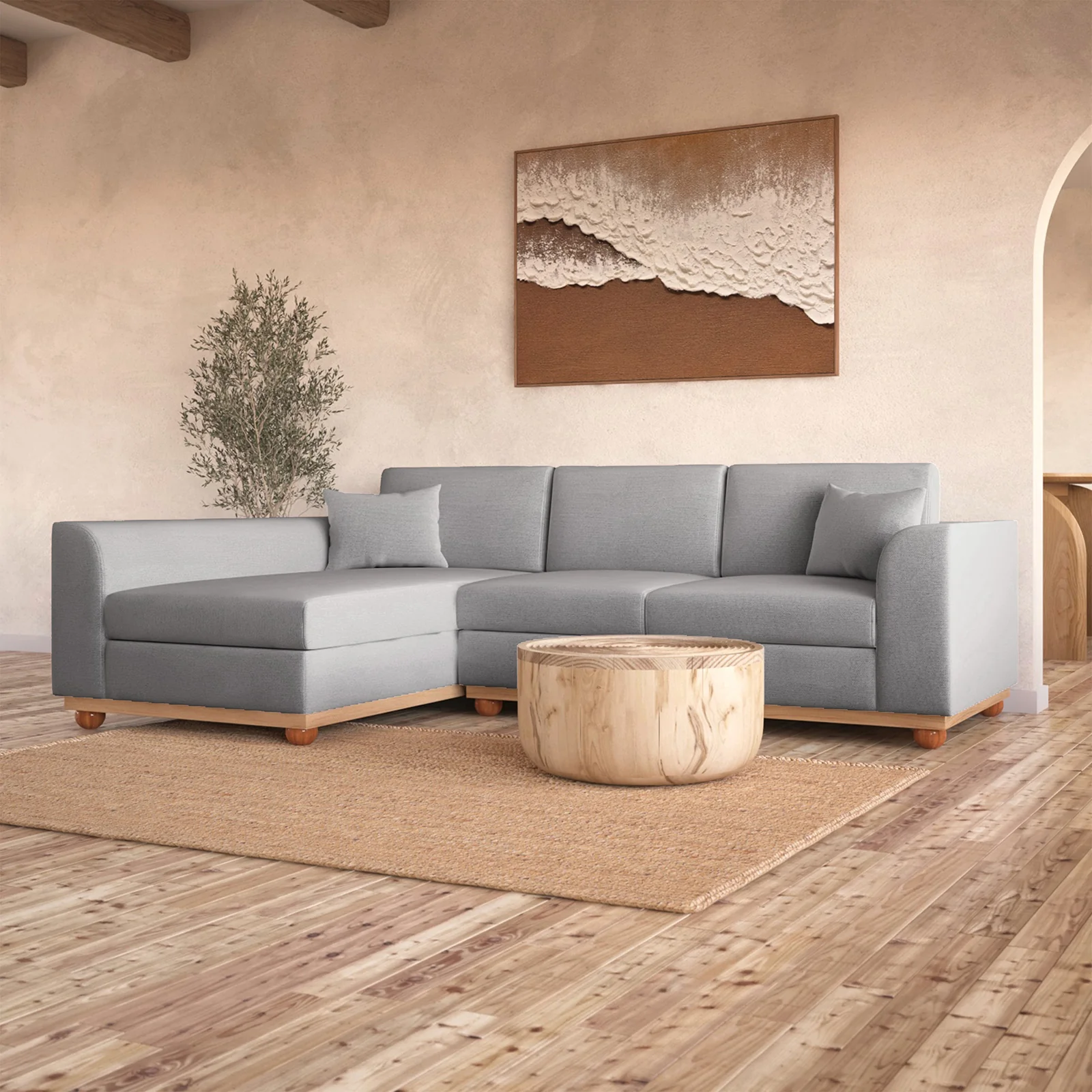 Laylah 3 Seater Spill Resistant Sofa with Left Chaise in Ash - Image 2