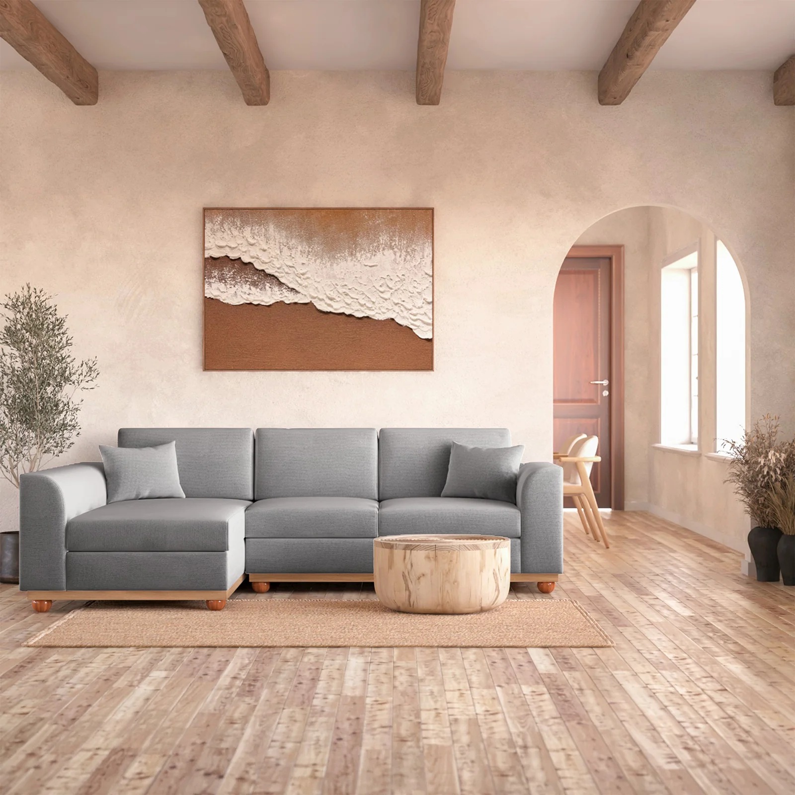 Laylah 3 Seater Spill Resistant Sofa with Left Chaise in Ash - Image 3