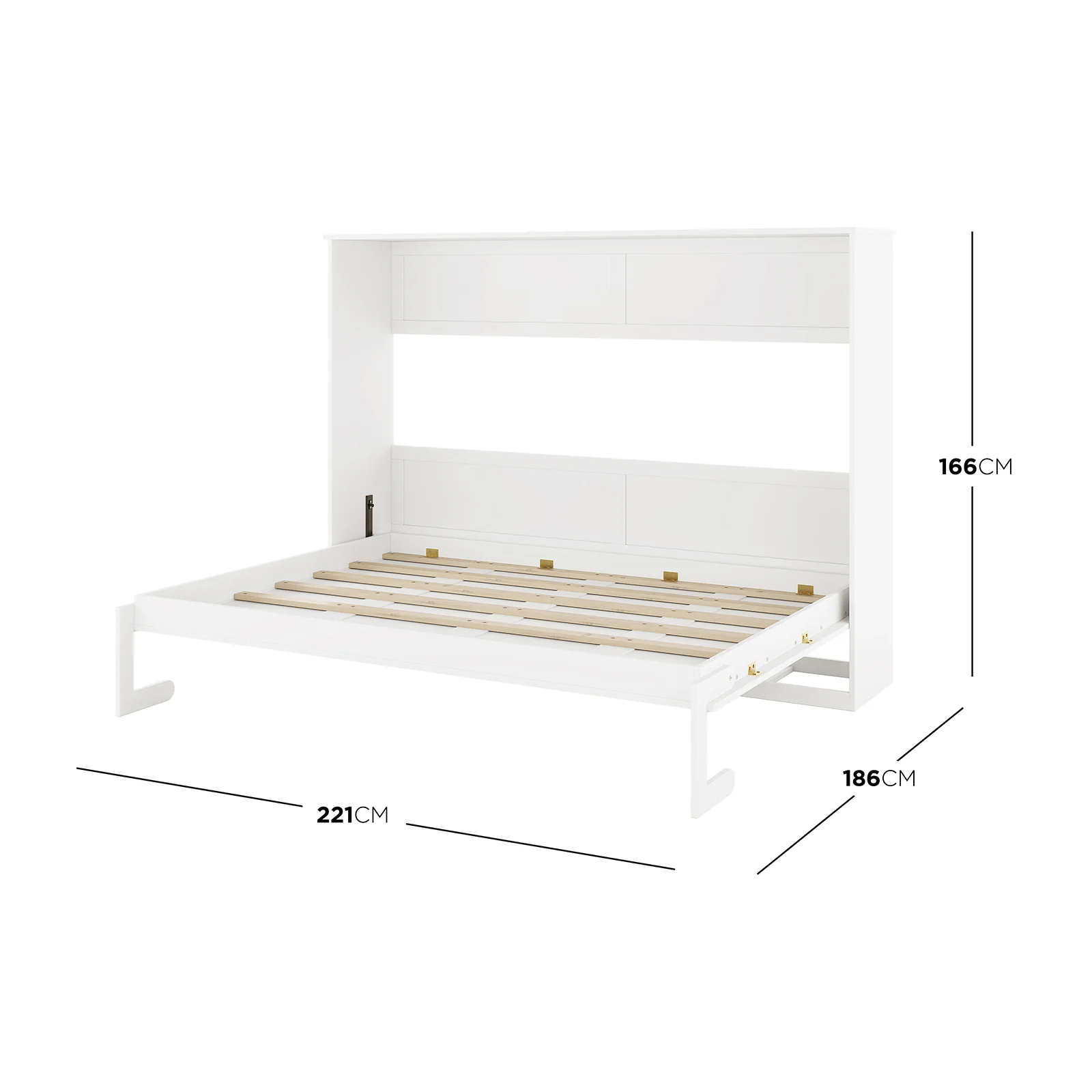 Leeton Queen Space Saving Foldout Wall Bed in White - Image 4