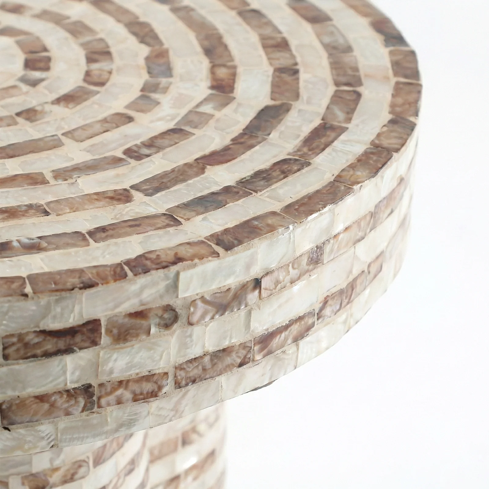 Leif 36cm Round Mother of Pearl Side Table in Mocha Cream - Image 10
