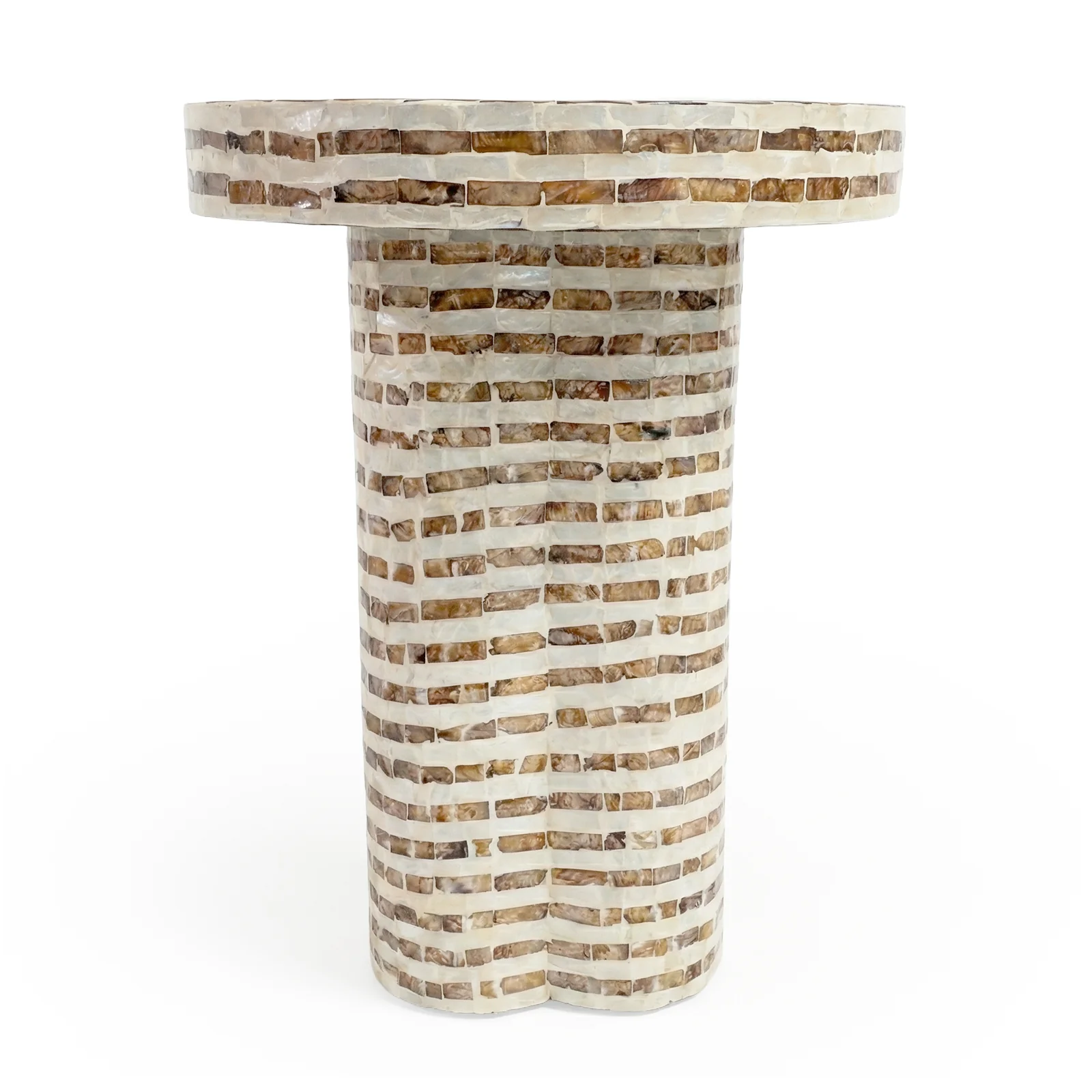 Leif 36cm Round Mother of Pearl Side Table in Mocha Cream - Image 6